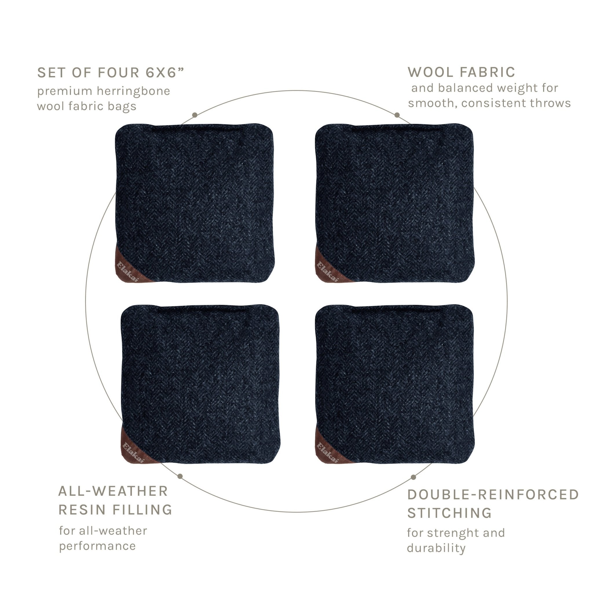 6-in Herringbone Cornhole Bags | Premium All-Weather Collection