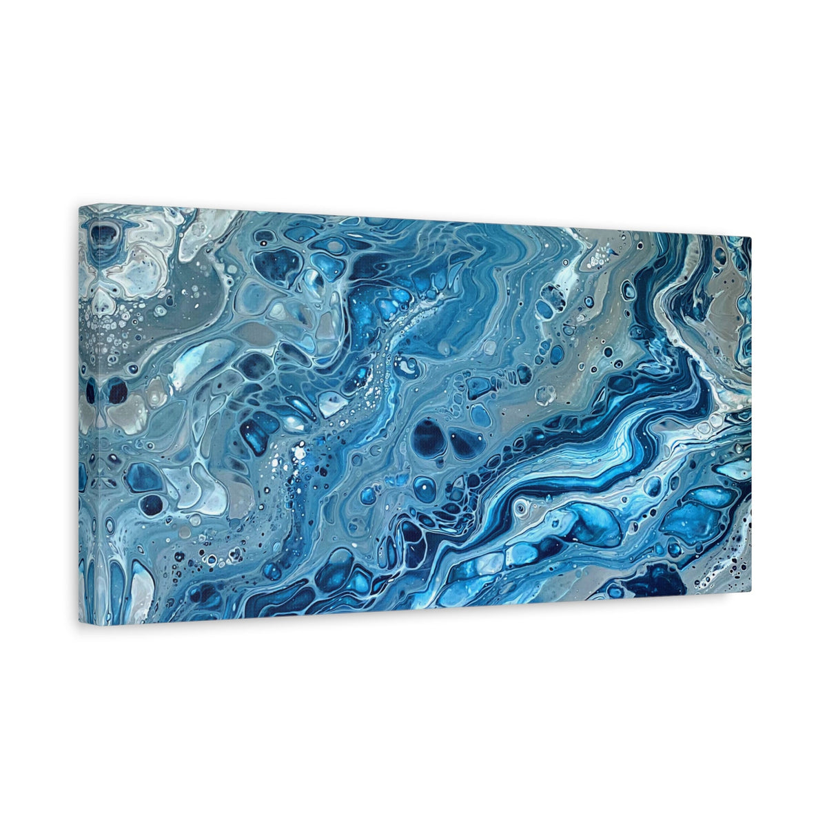 Bespattered Facade Blue Marble Stretched Matte Canvas Art Prints | Multiple Sizes