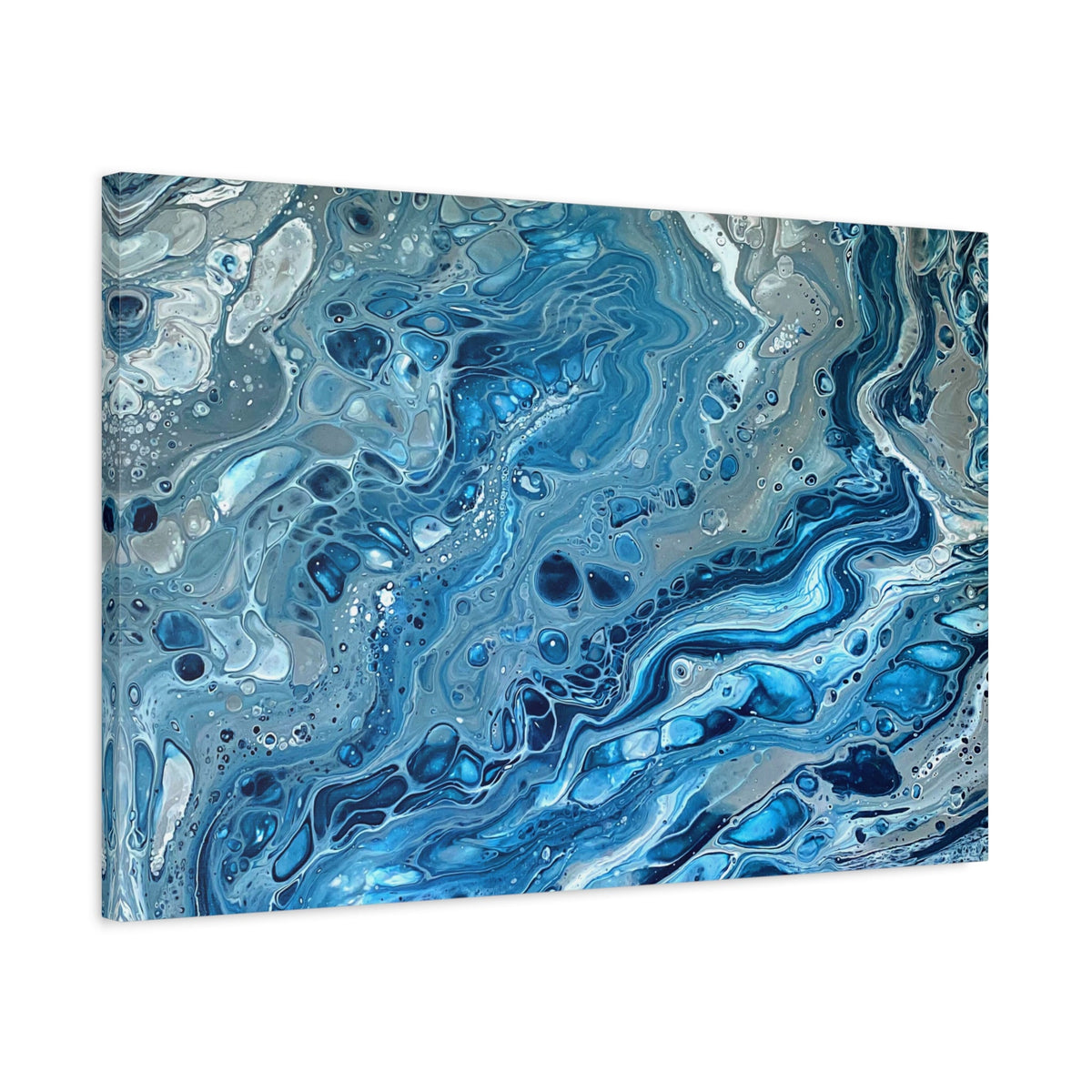 Bespattered Facade Blue Marble Stretched Matte Canvas Art Prints | Multiple Sizes