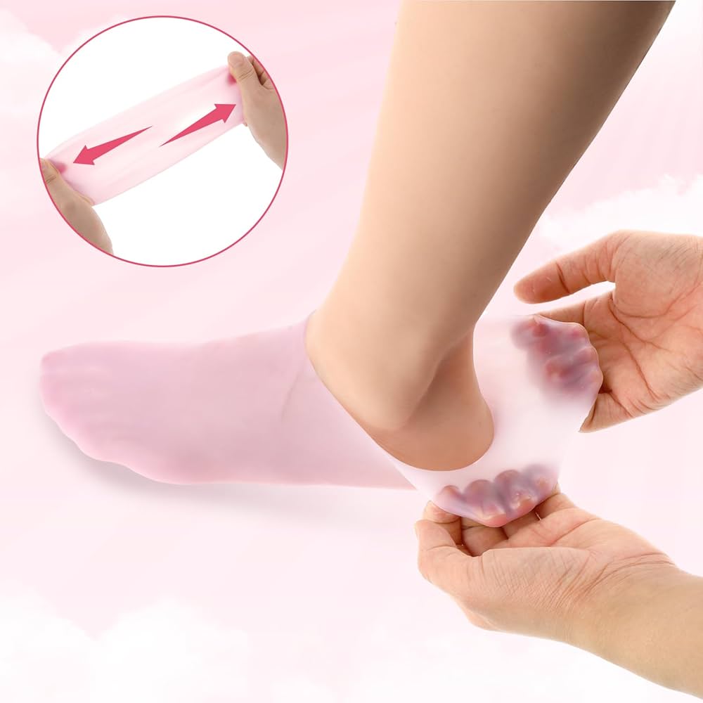 Silicone Gel Moisturizing Socks & Gloves Set for Healing Cracked Hands & Feet