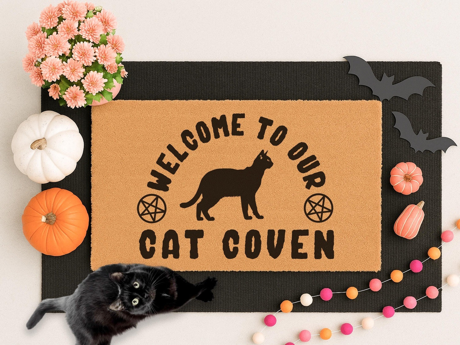 Cat Coven Halloween Doormat