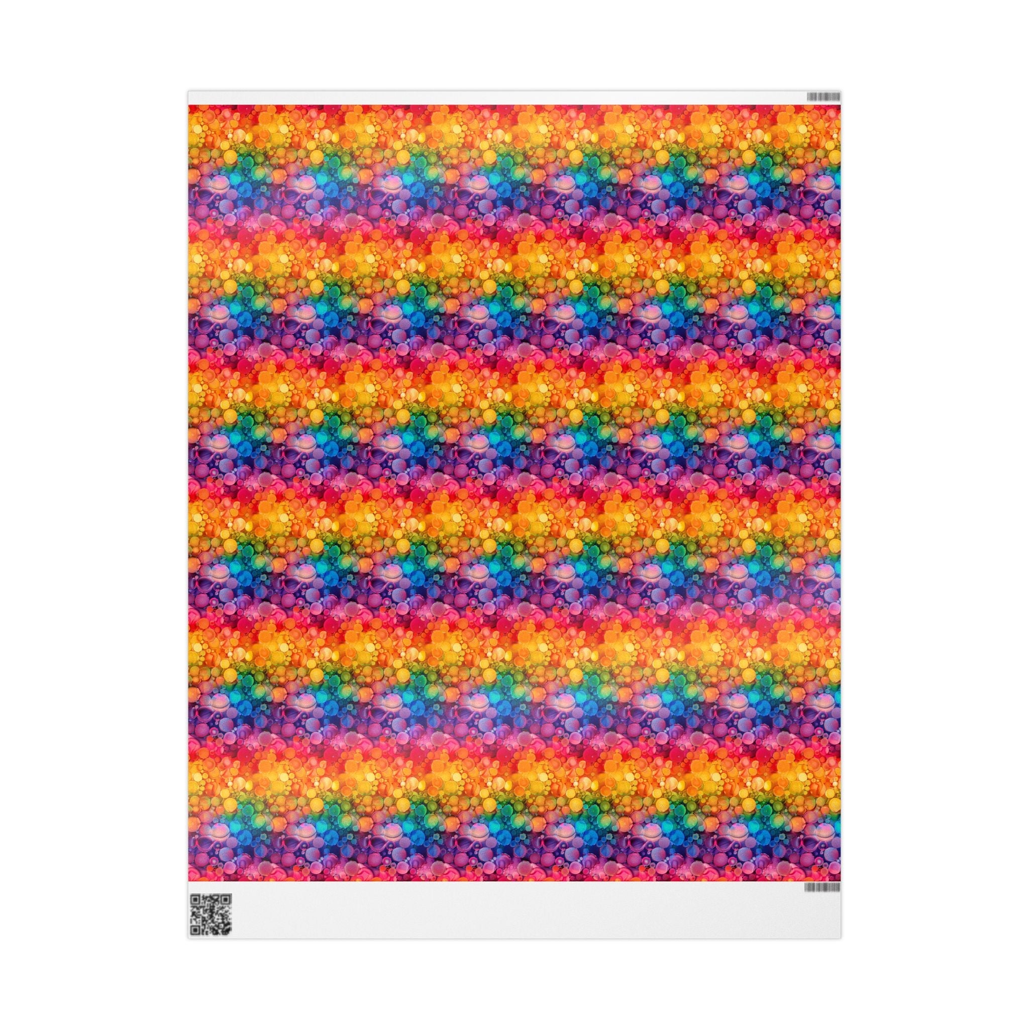 Bespattered Facade Rainbow Ink Circles Wrapping Paper | Three Sizes | Glossy or Matte