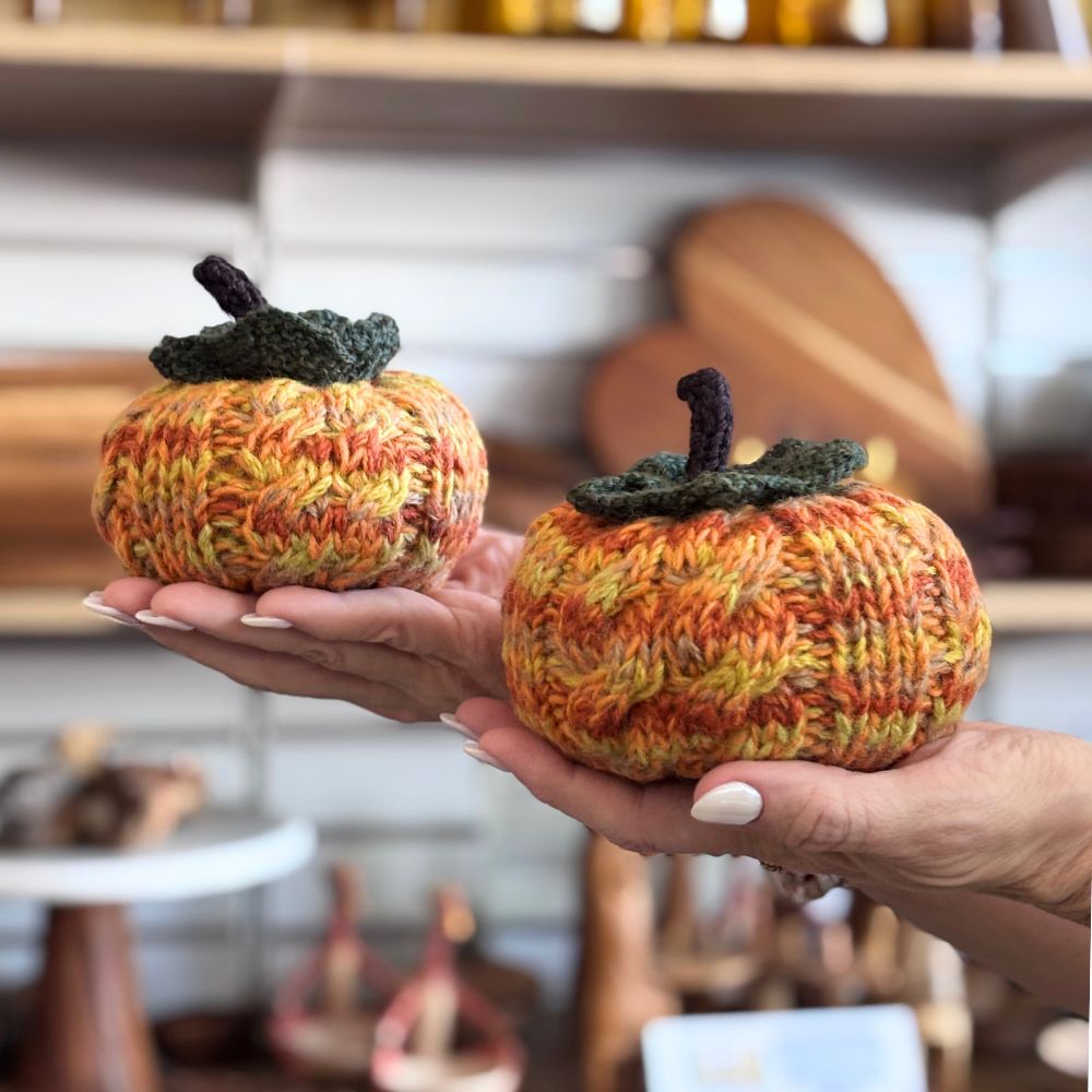 Knit Marled Wool Pumpkins - Set of 2