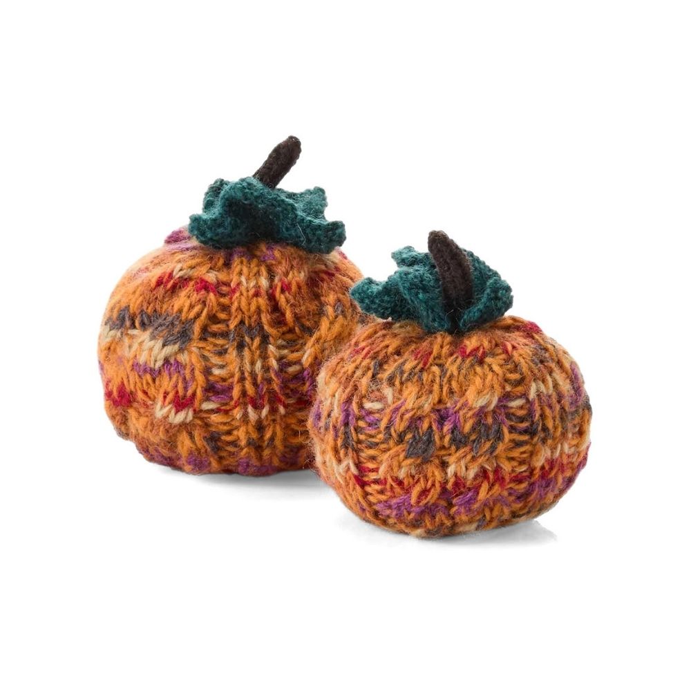 Knit Marled Wool Pumpkins - Set of 2