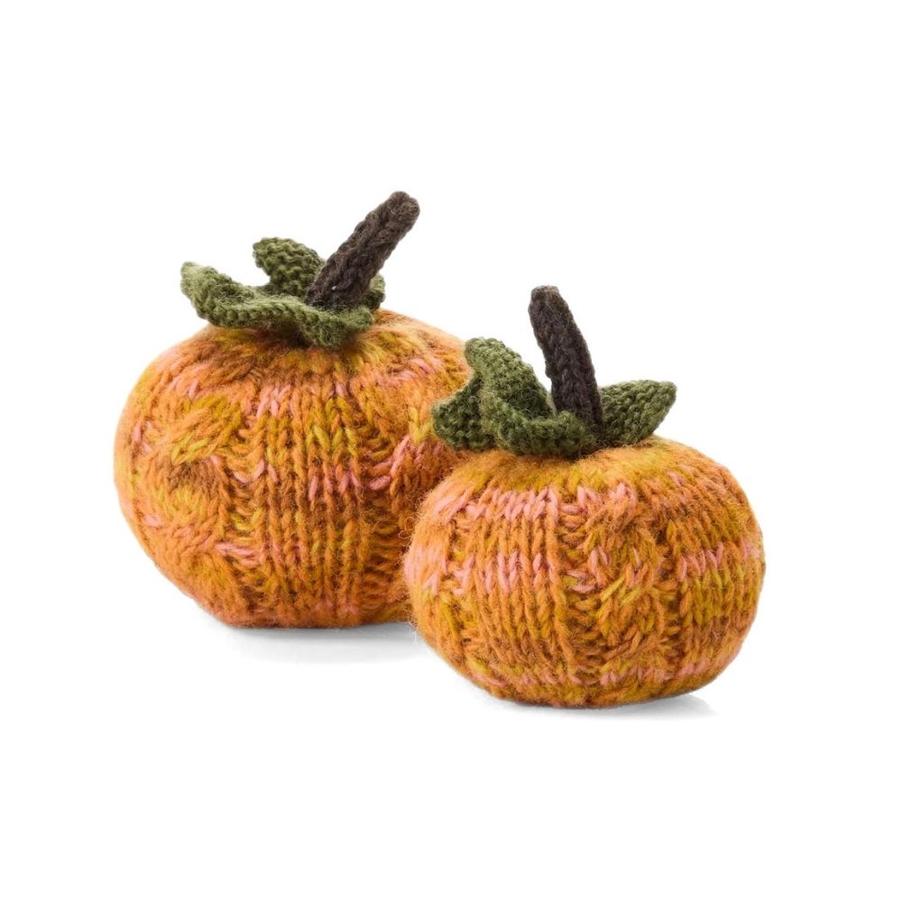 Knit Marled Wool Pumpkins - Set of 2