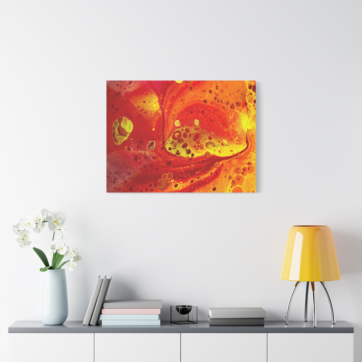 Bespattered Facade Flamin' Hot Stretched Matte Canvas Art Prints | Multiple Sizes