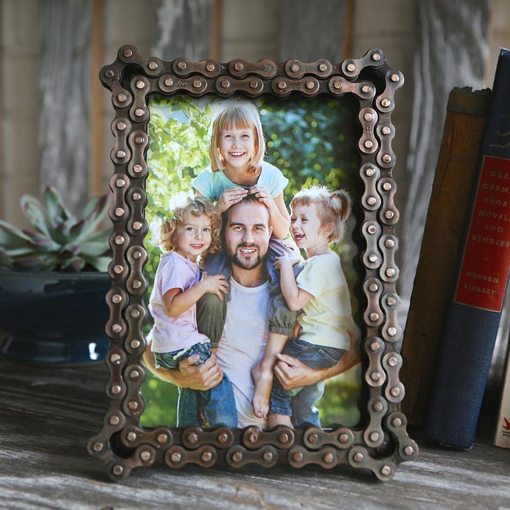 Recycled Bike Chain Rectangular Photo Frame 4" x 6"