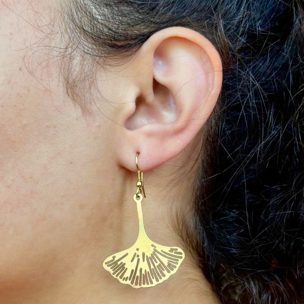 Ginkgo Leaf Dangle Earrings