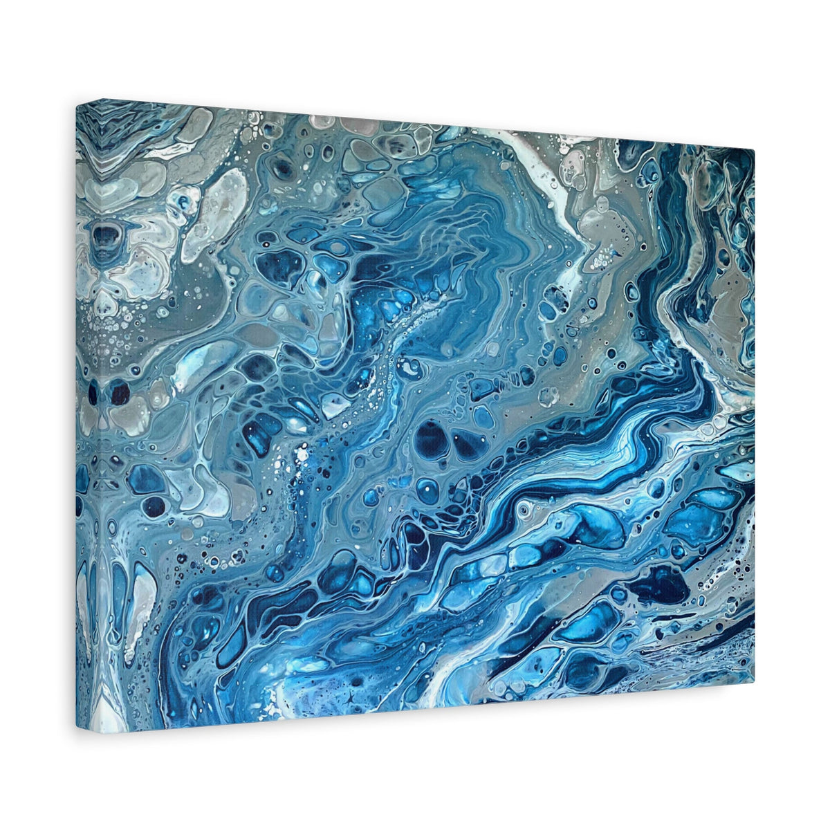 Bespattered Facade Blue Marble Stretched Matte Canvas Art Prints | Multiple Sizes