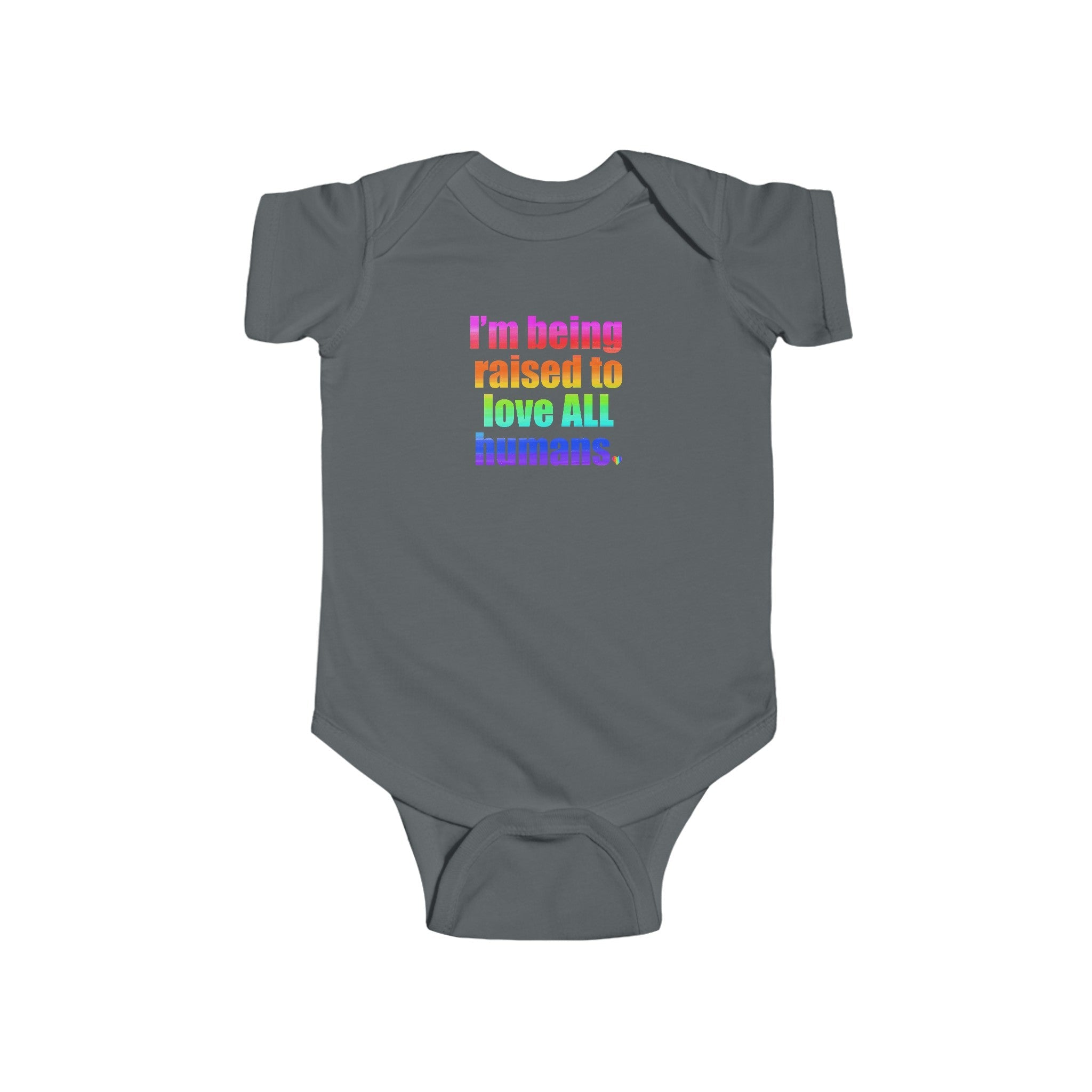Bespattered Facade Love All Humans Infant Fine Jersey Bodysuit