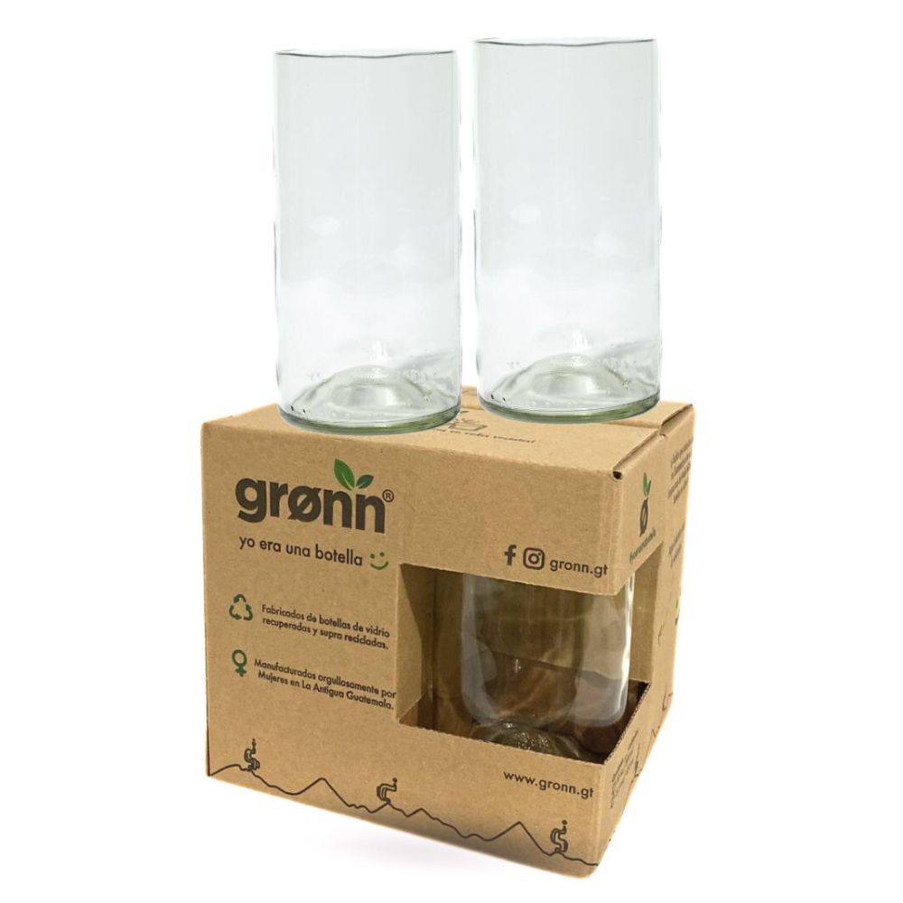 Upcycled Glass Bottle Drinkware - Clear 15oz (set of 4)