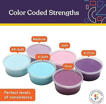 Therapy Putty for Kids and Adults - Resistive Hand Exercise Stress Relief Therapy Putty Kit, Set of 6 Strengths, 3 Ounces of Each Putty - Unicorn Colors