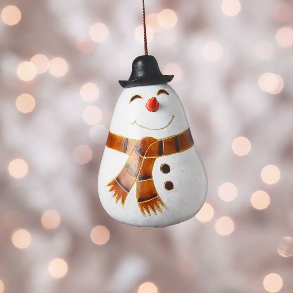 Gourd Ornament - Happy Snowman