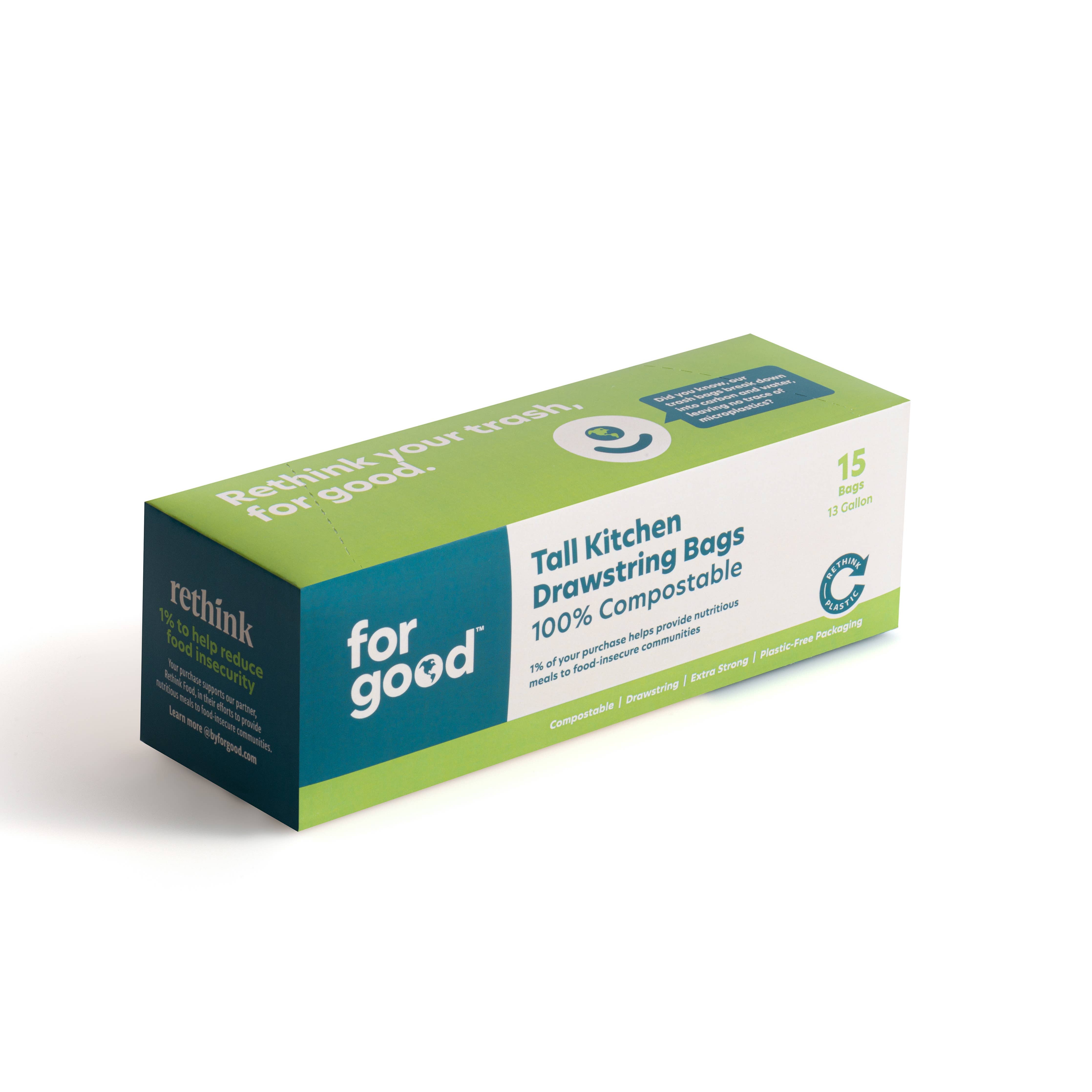 For Good Compostable Kitchen Trash Bags - 13 Gallons (15pk)