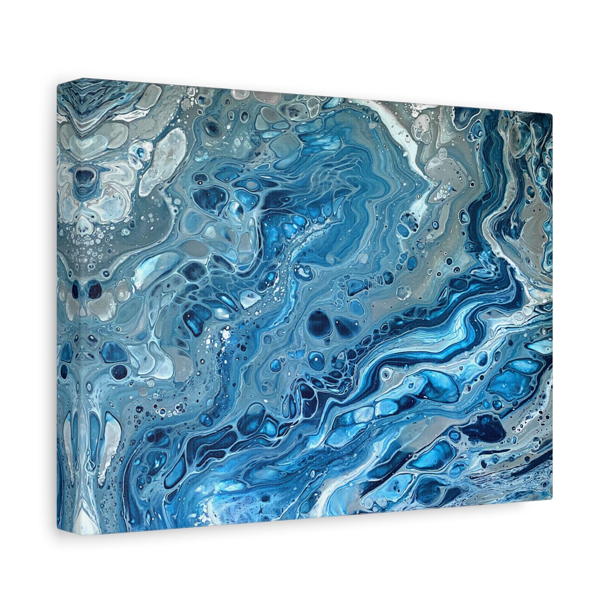 Bespattered Facade Blue Marble Stretched Matte Canvas Art Prints | Multiple Sizes