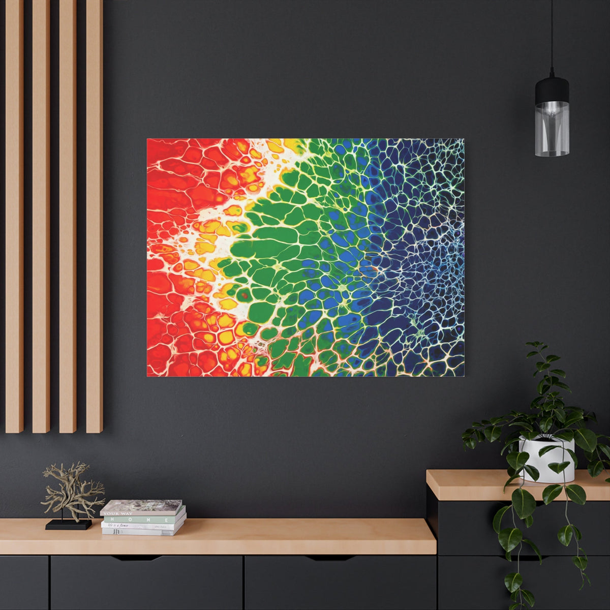 Bespattered Facade Rainbow Seaside Stretched Matte Canvas Art Prints | Multiple Sizes