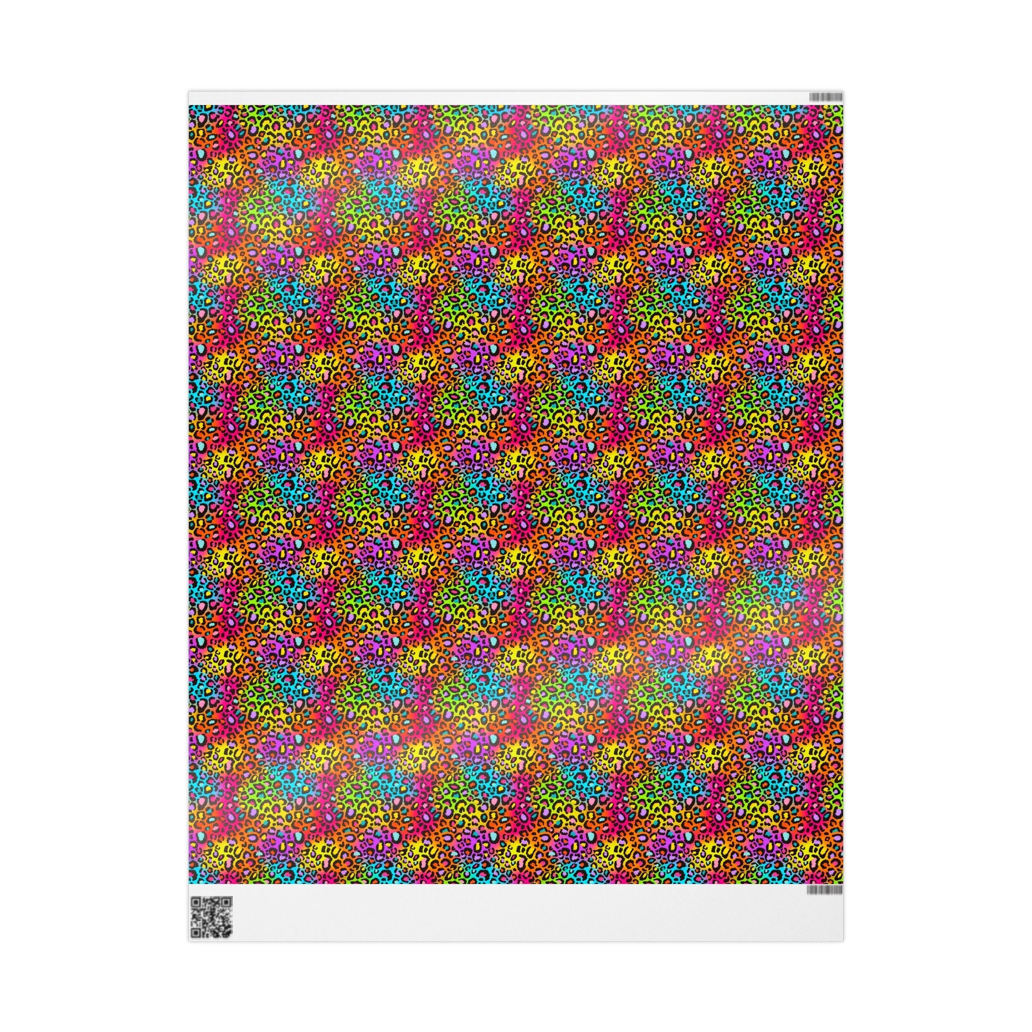 Bespattered Facade Rainbow Leopard Wrapping Paper | Three Sizes | Glossy or Matte