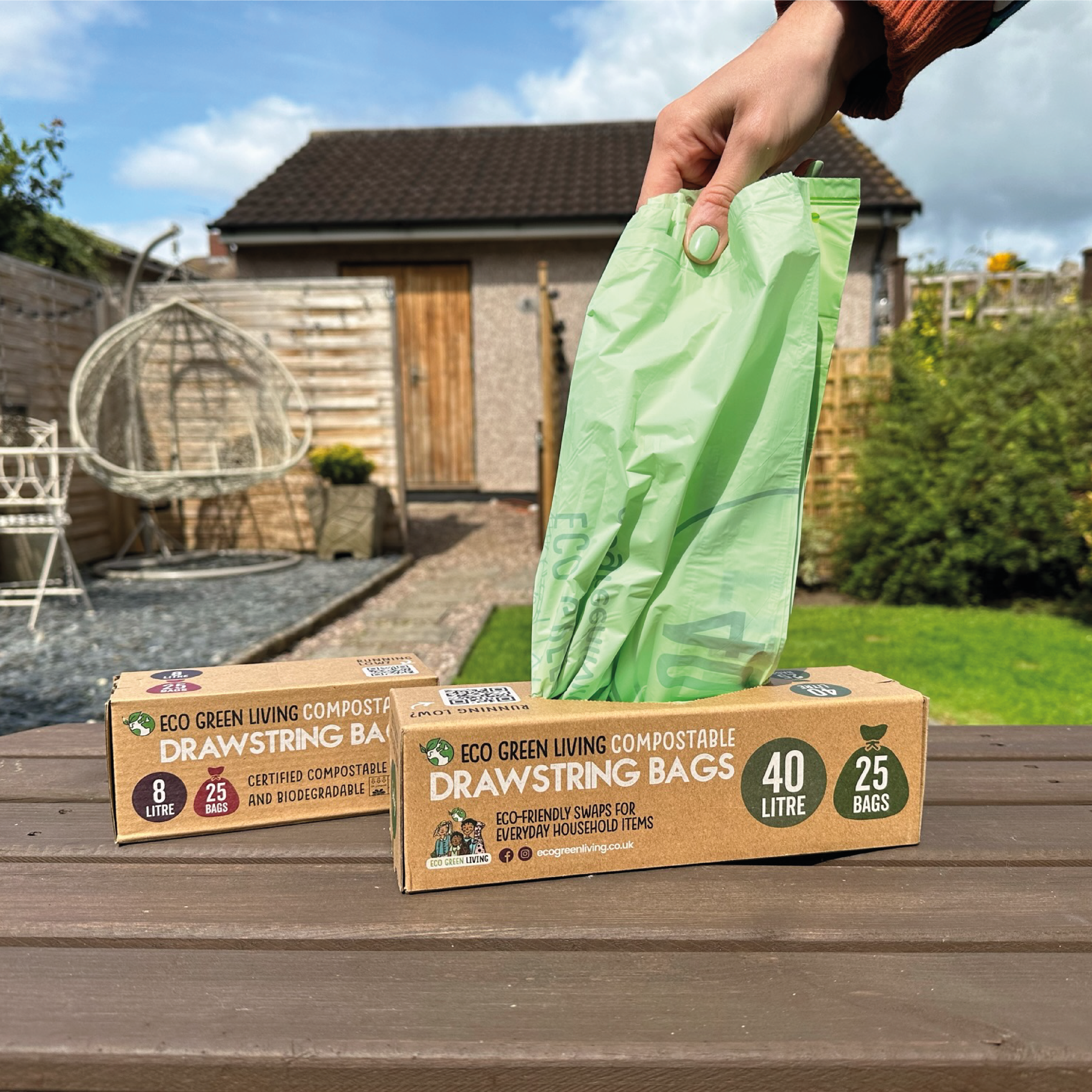 Compostable Drawstring Bin Bags | 10.5 Gallons (25 bags)