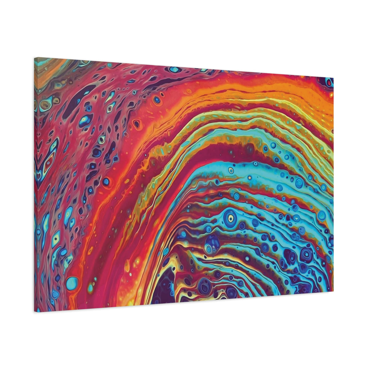 Bespattered Facade Rainbow Rings Stretched Matte Canvas Art Prints | Multiple Sizes