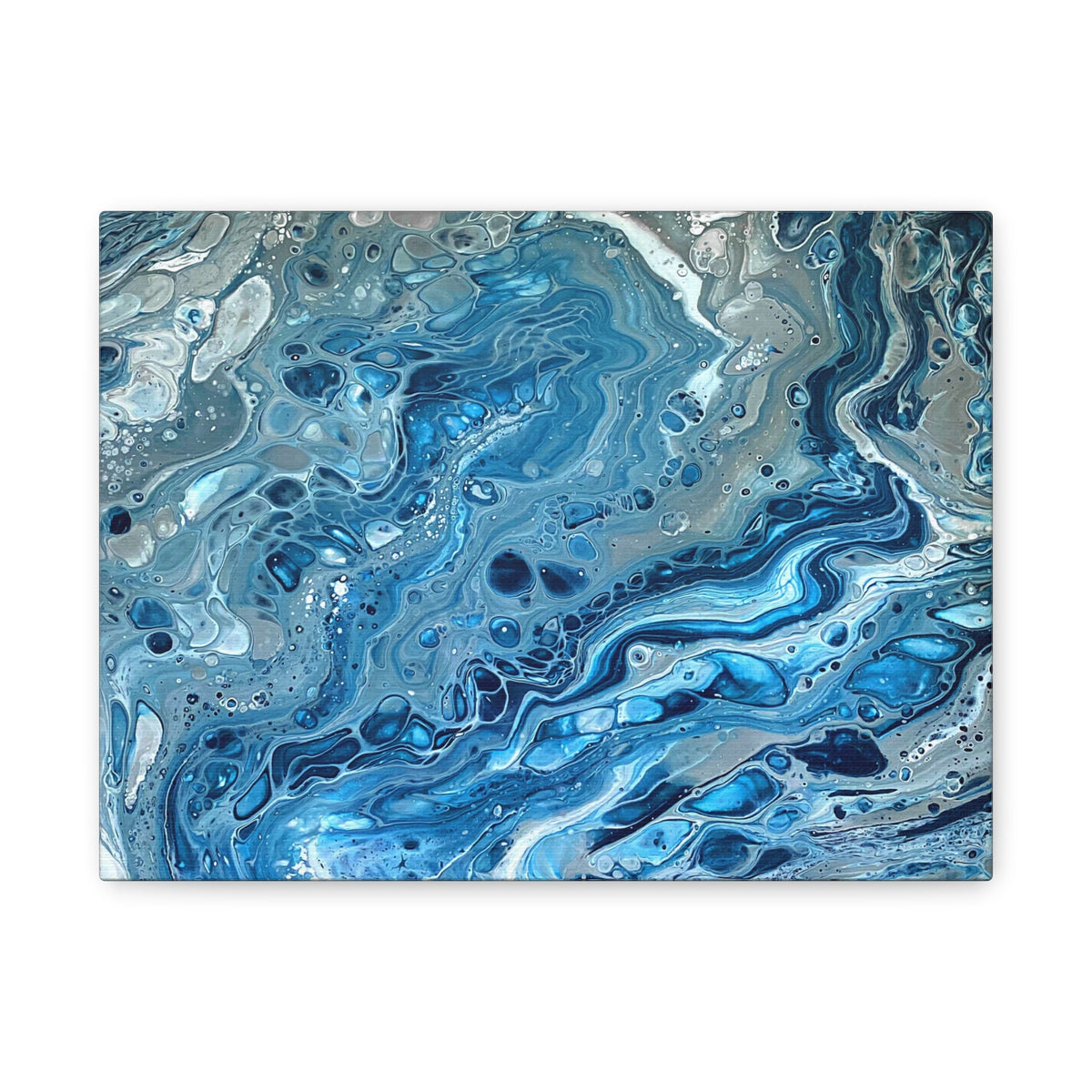 Bespattered Facade Blue Marble Stretched Matte Canvas Art Prints | Multiple Sizes