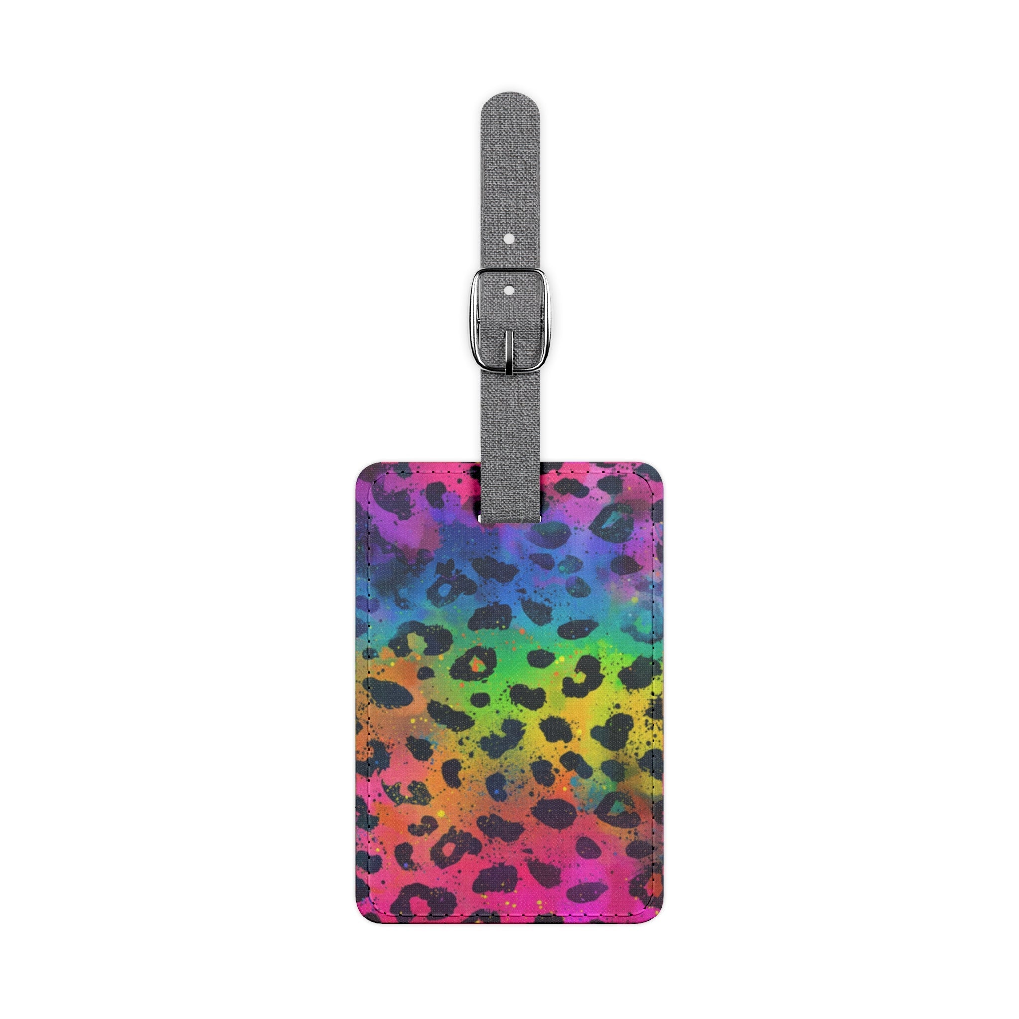 Bespattered Facade Neon Leopard Saffiano Polyester Luggage Tag