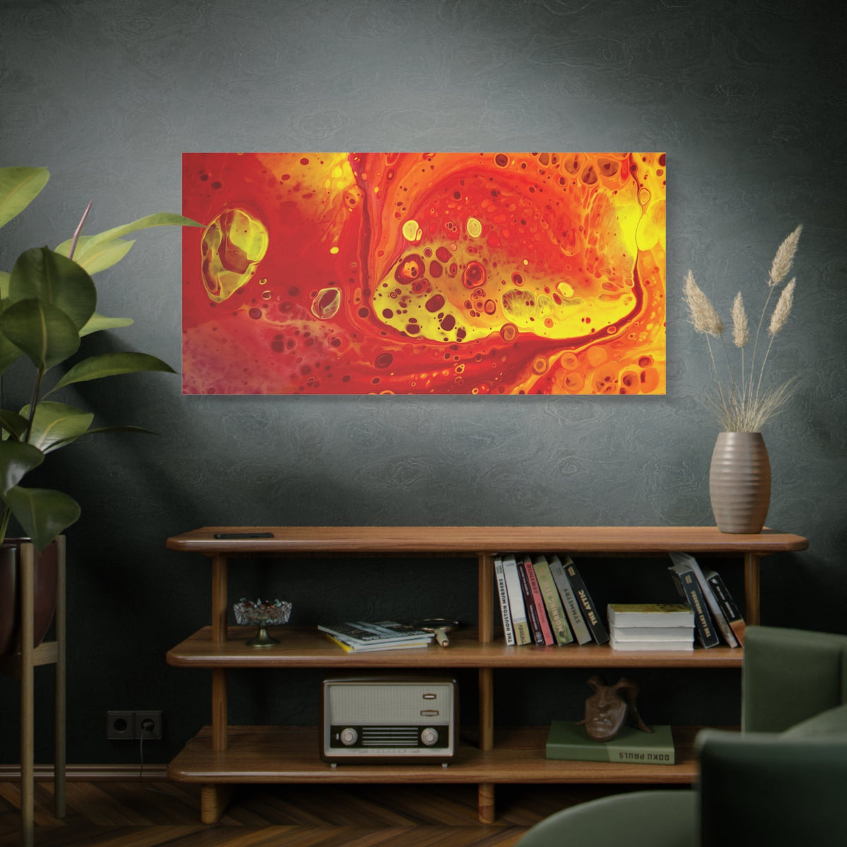 Bespattered Facade Flamin' Hot Stretched Matte Canvas Art Prints | Multiple Sizes