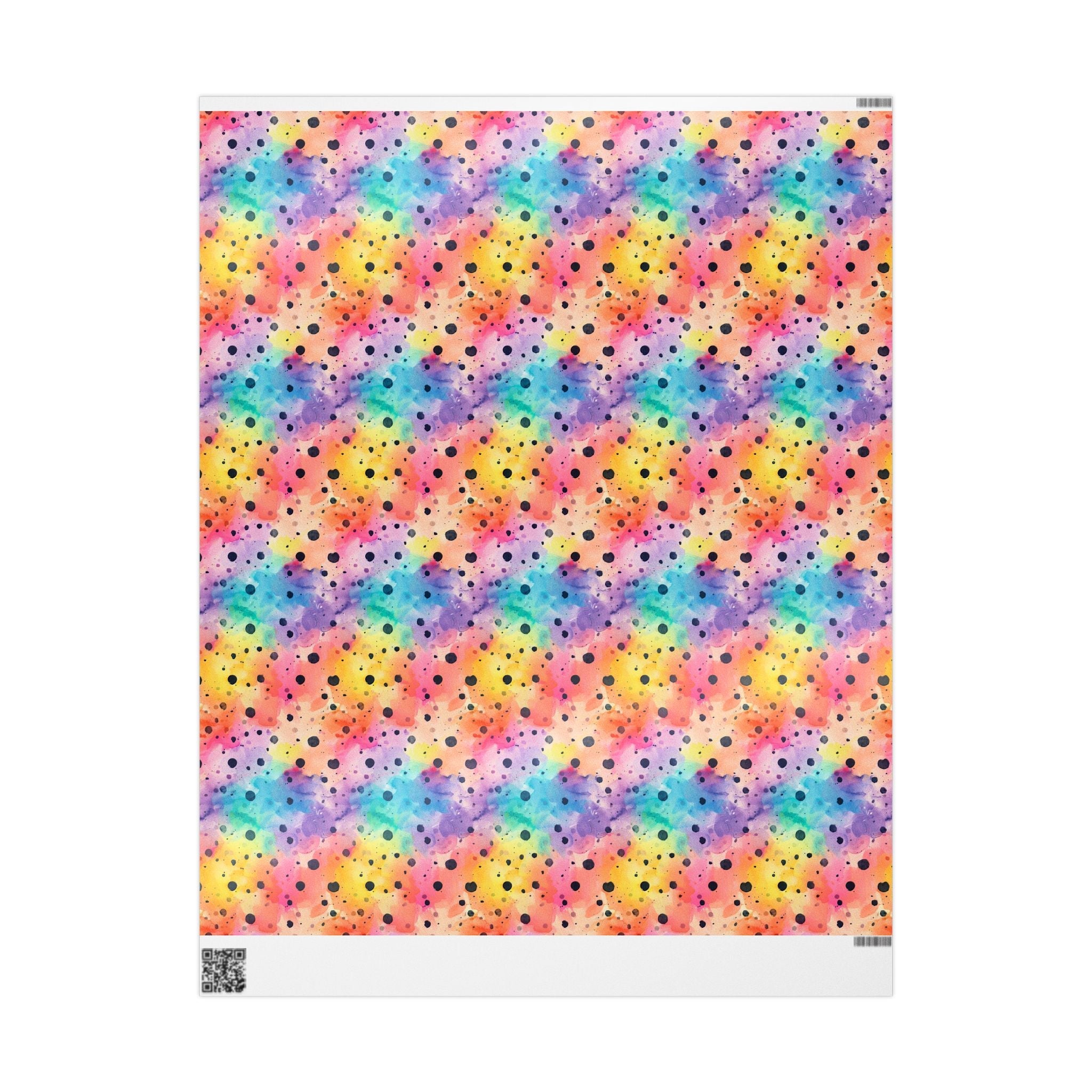 Bespattered Facade Rainbow Watercolor Dots Wrapping Paper | Three Sizes | Glossy or Matte