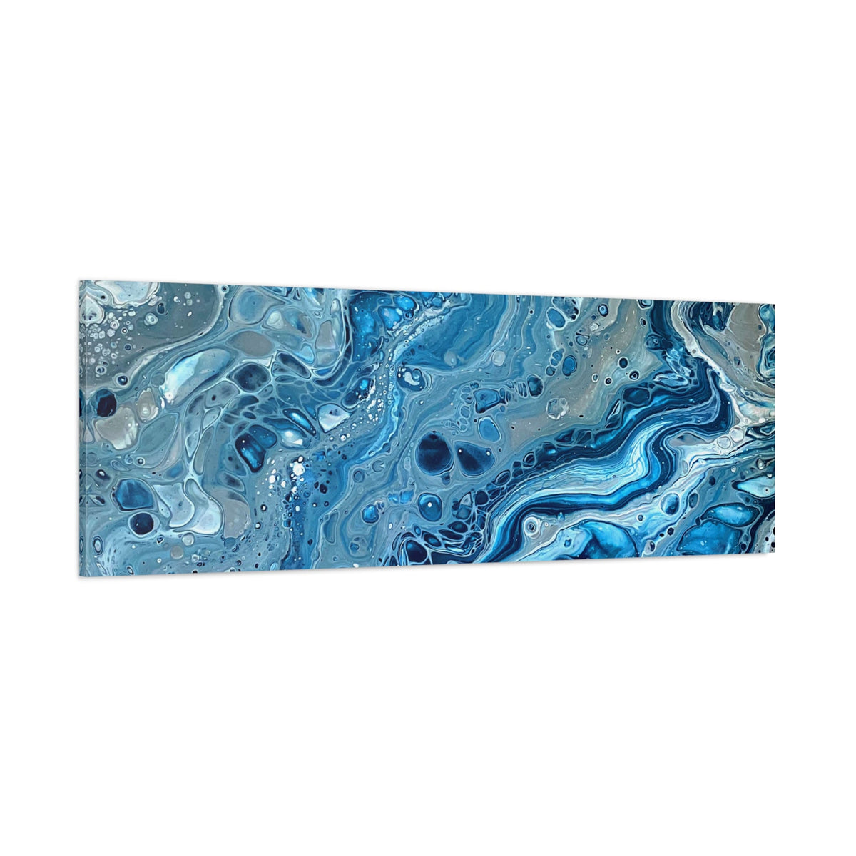 Bespattered Facade Blue Marble Stretched Matte Canvas Art Prints | Multiple Sizes