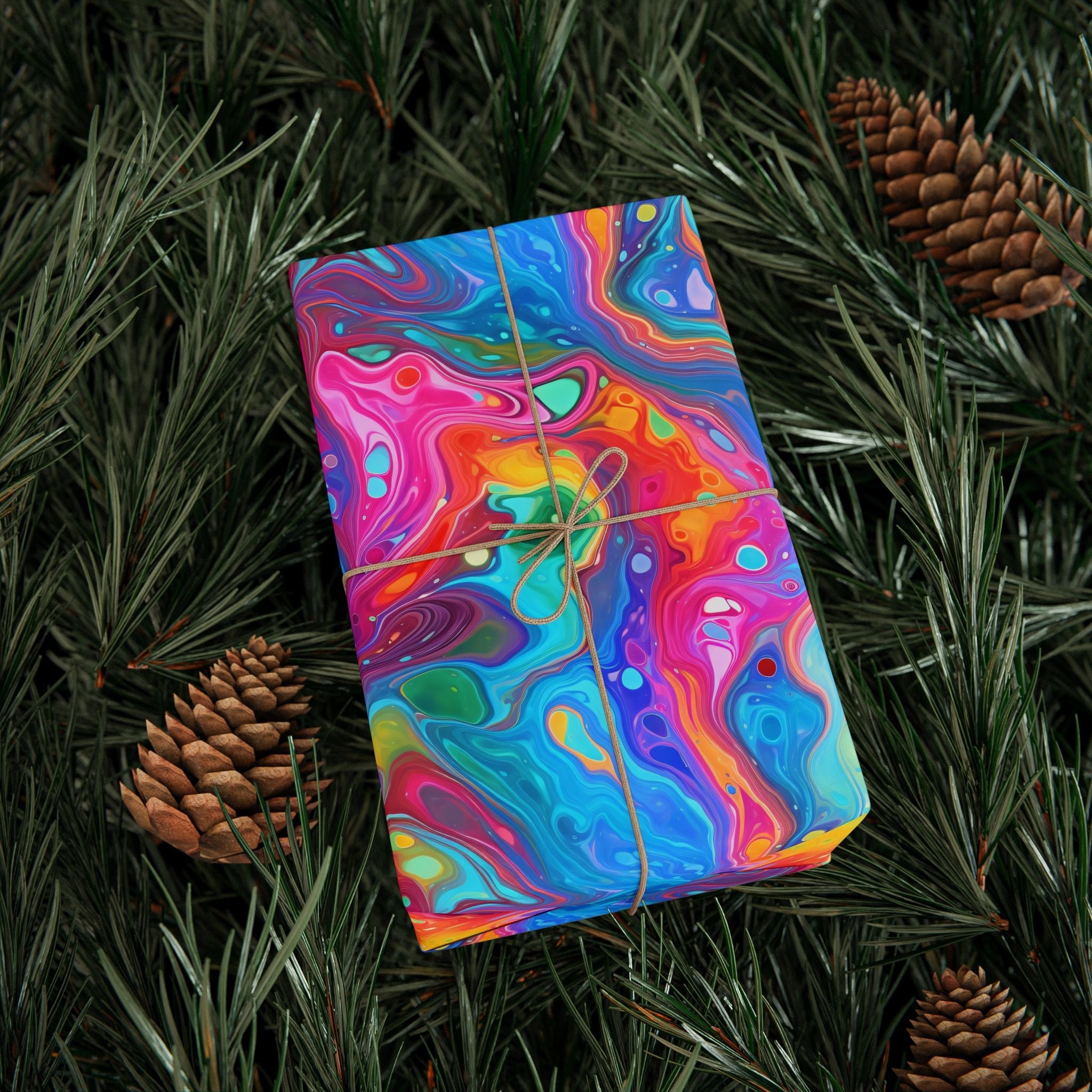 Bespattered Facade Rainbow Flow Wrapping Paper | Three Sizes | Glossy or Matte
