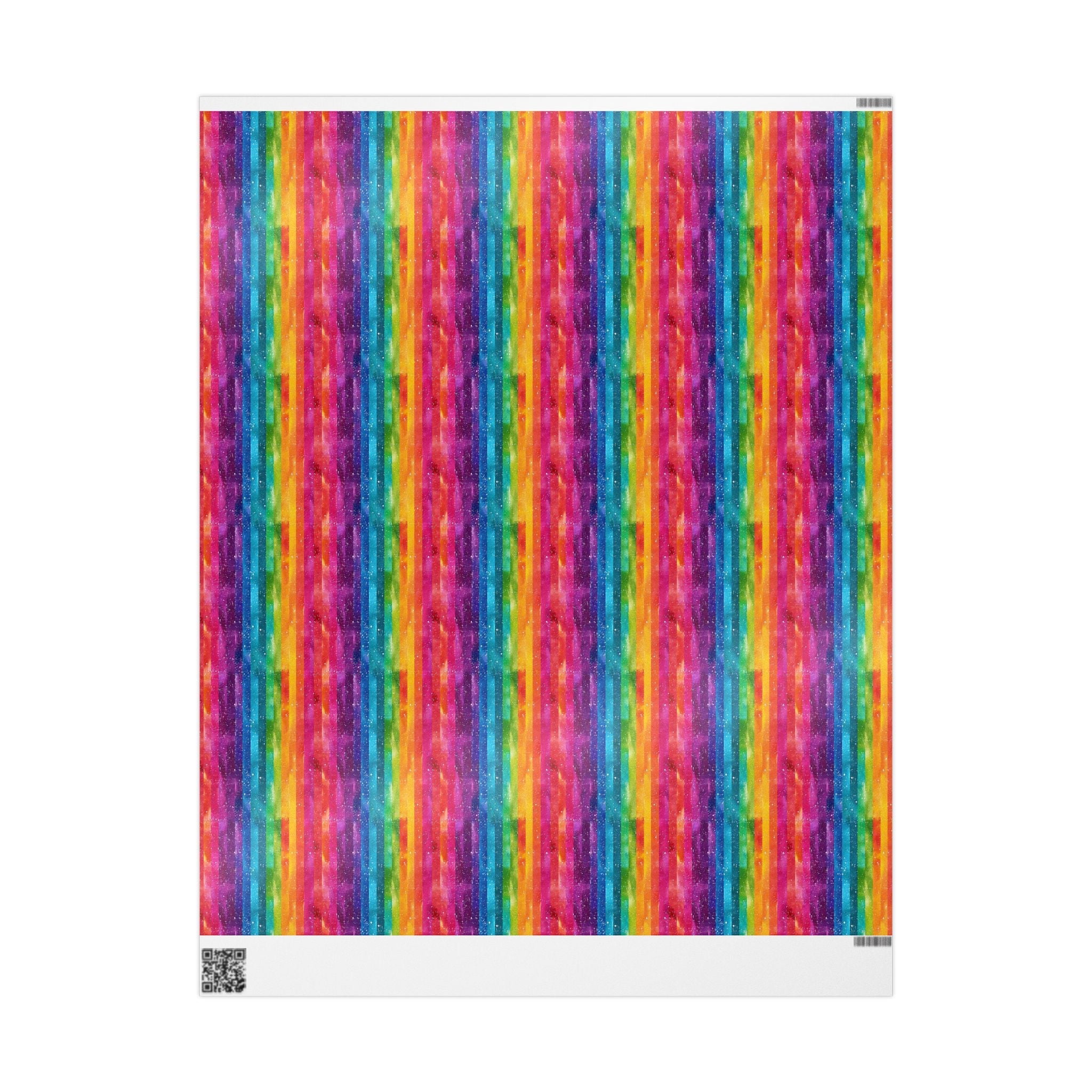 Bespattered Facade Rainbow Stripes Wrapping Paper | Three Sizes | Glossy or Matte