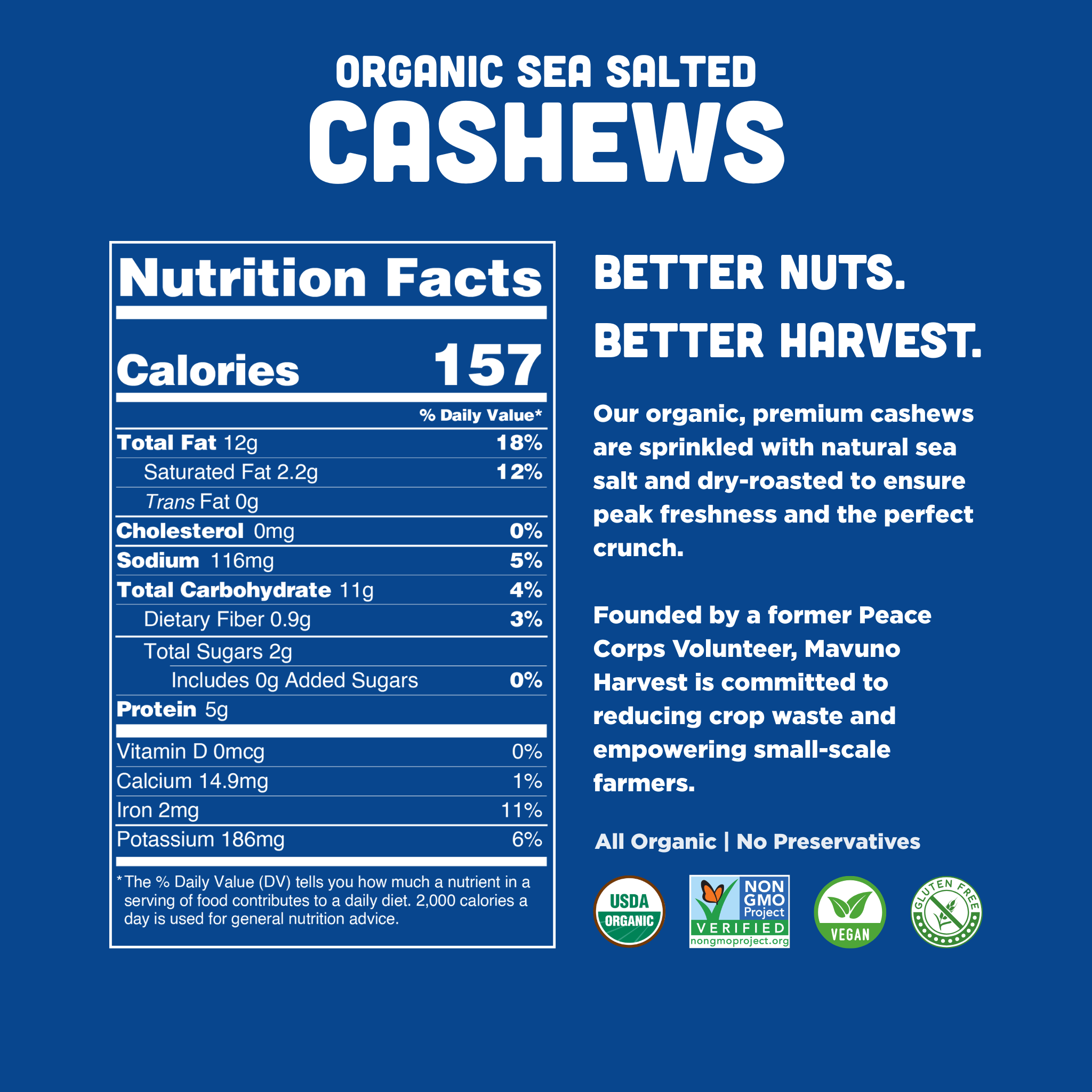 Organic Dry Roasted Cashews with Sea Salt