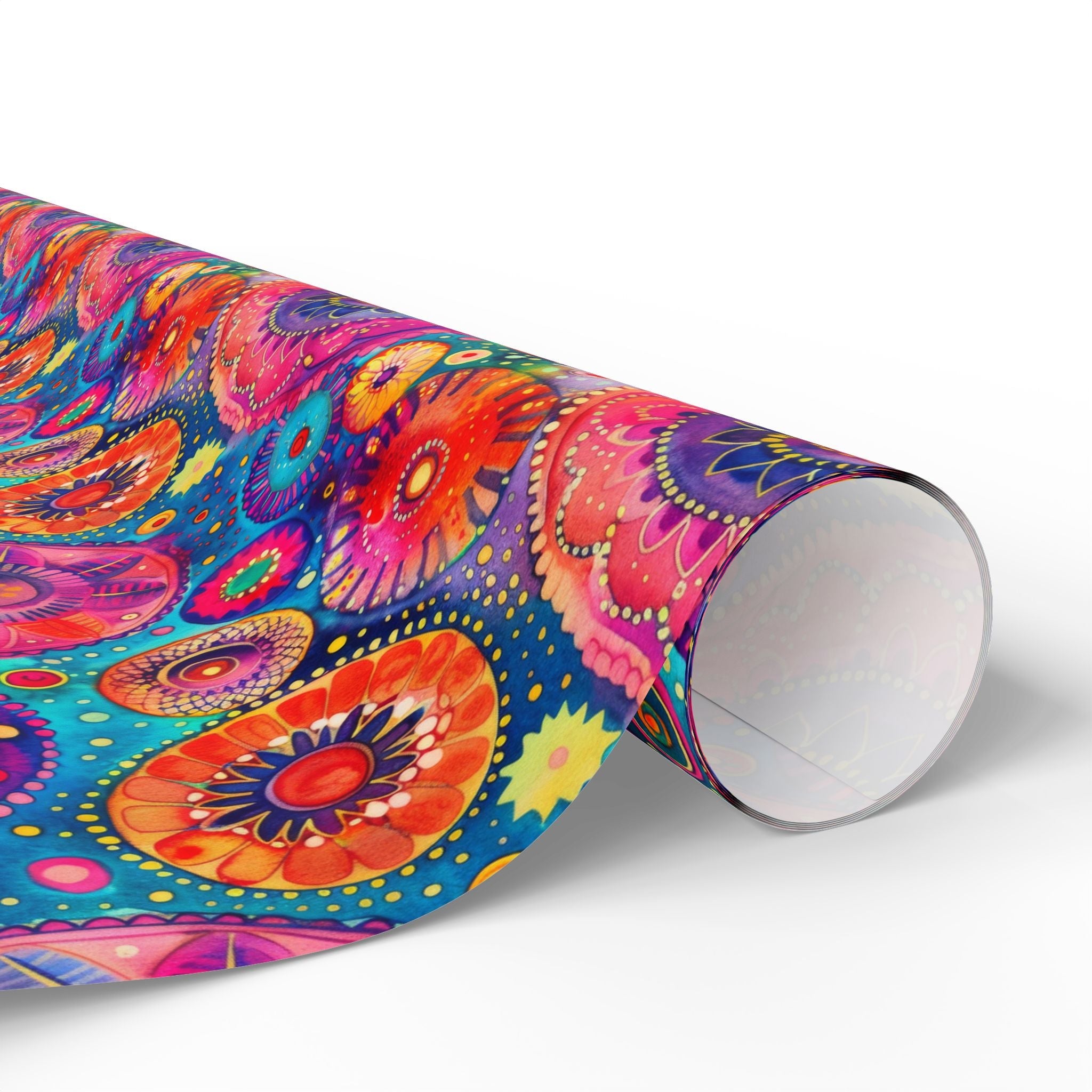 Bespattered Facade Colorful Circles Wrapping Paper | Three Sizes | Glossy or Matte