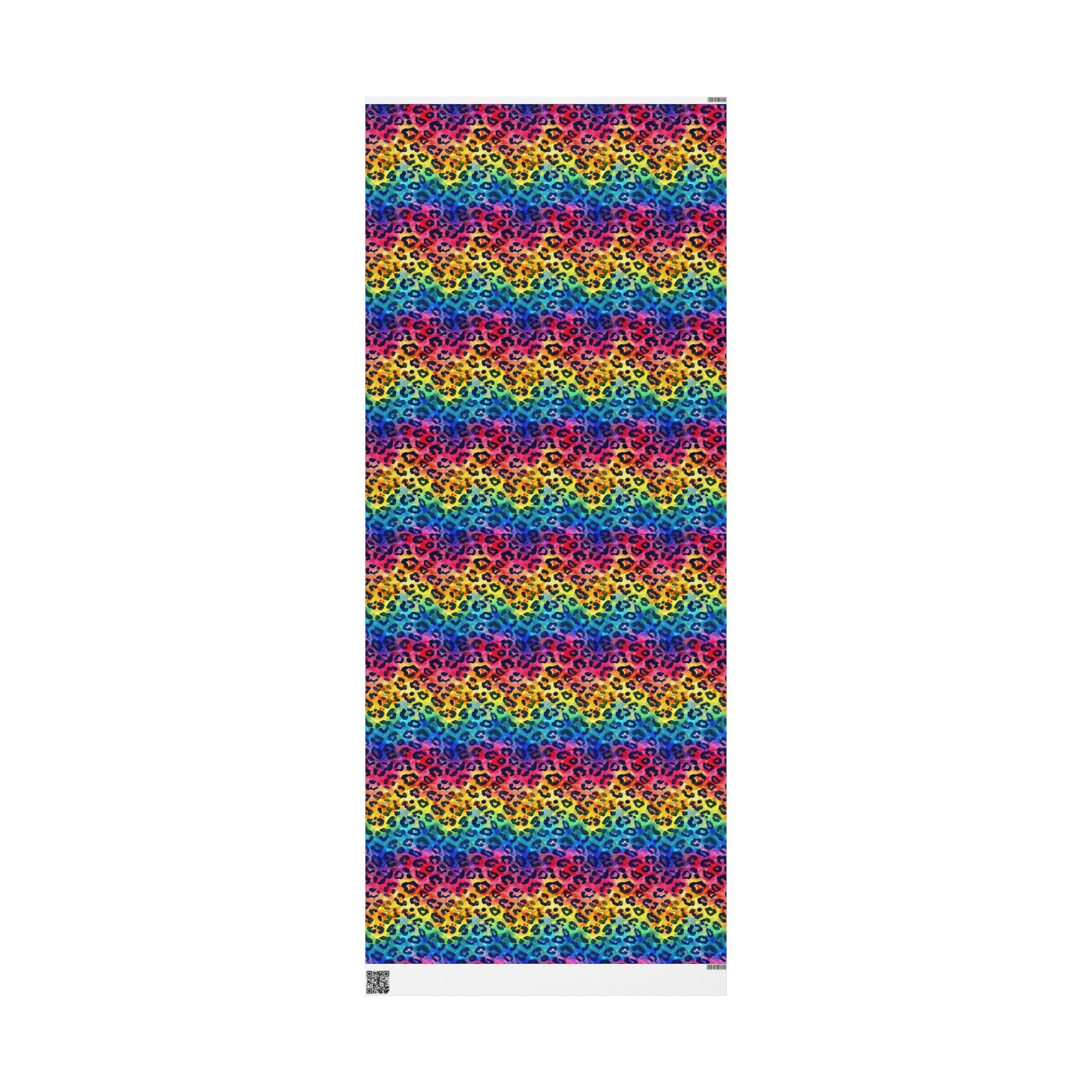 Bespattered Facade Rainbow Watercolor Leopard Wrapping Paper | Three Sizes | Glossy or Matte