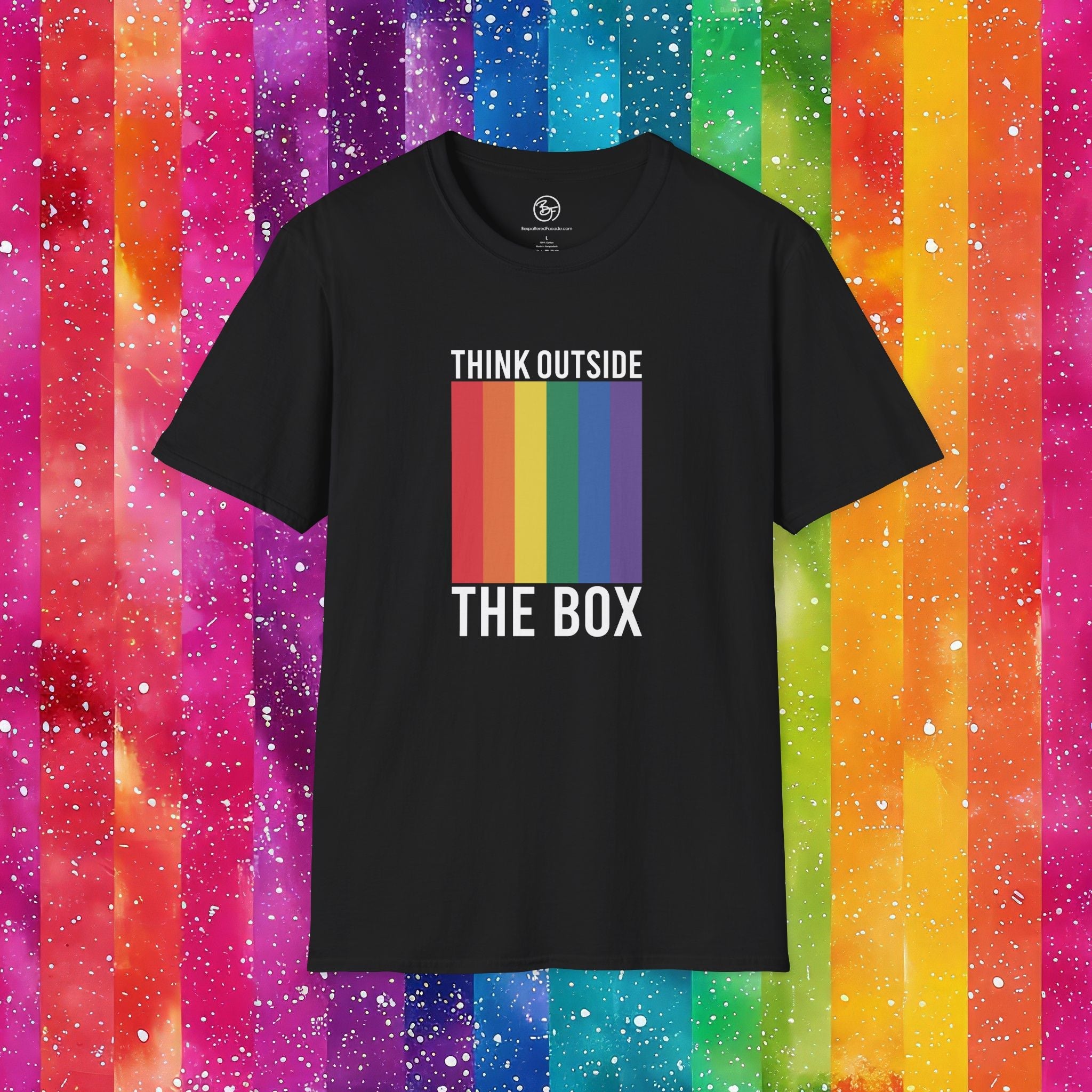 Bespattered Facade Rainbow Think Outside the Box Unisex Softstyle T-Shirt