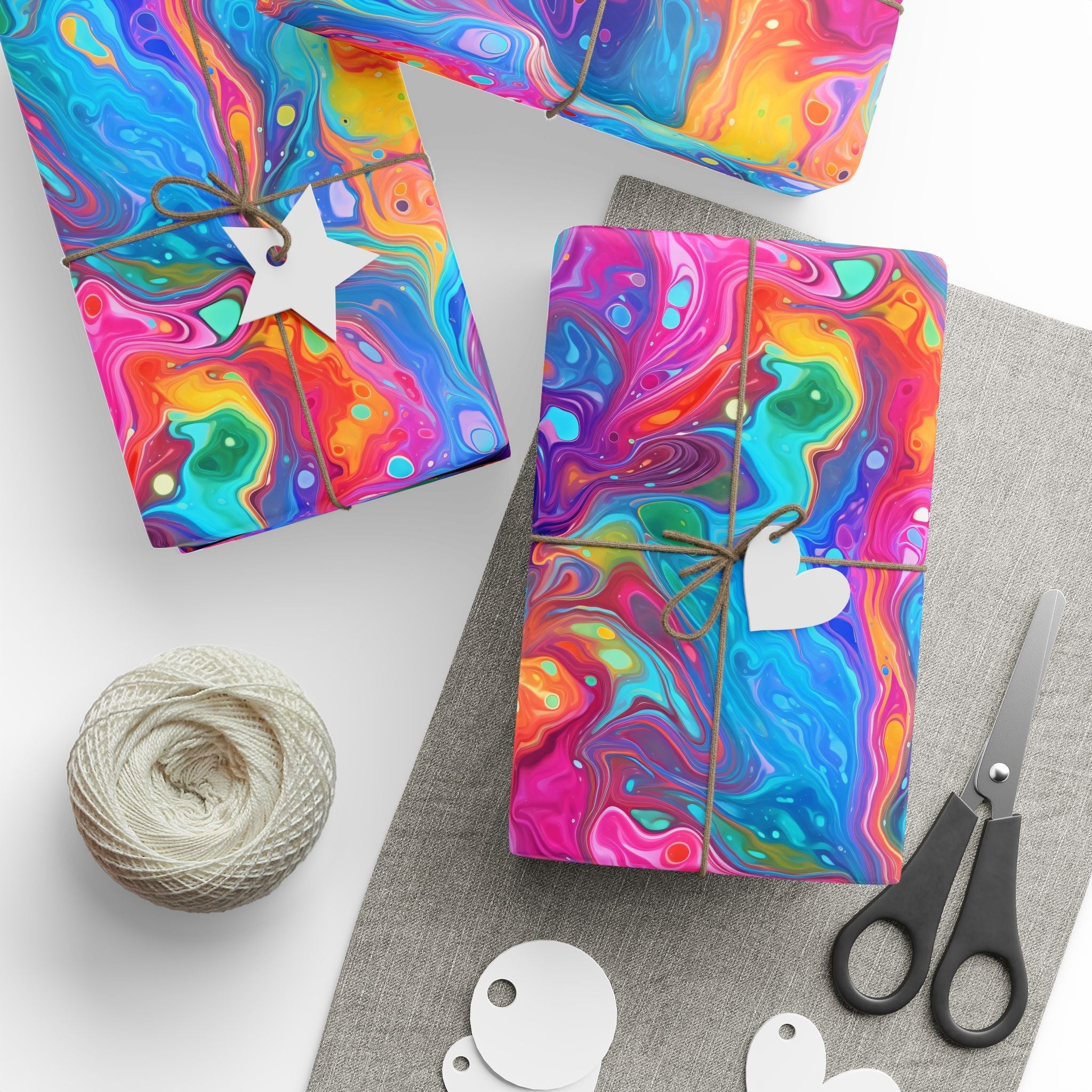 Bespattered Facade Rainbow Flow Wrapping Paper | Three Sizes | Glossy or Matte