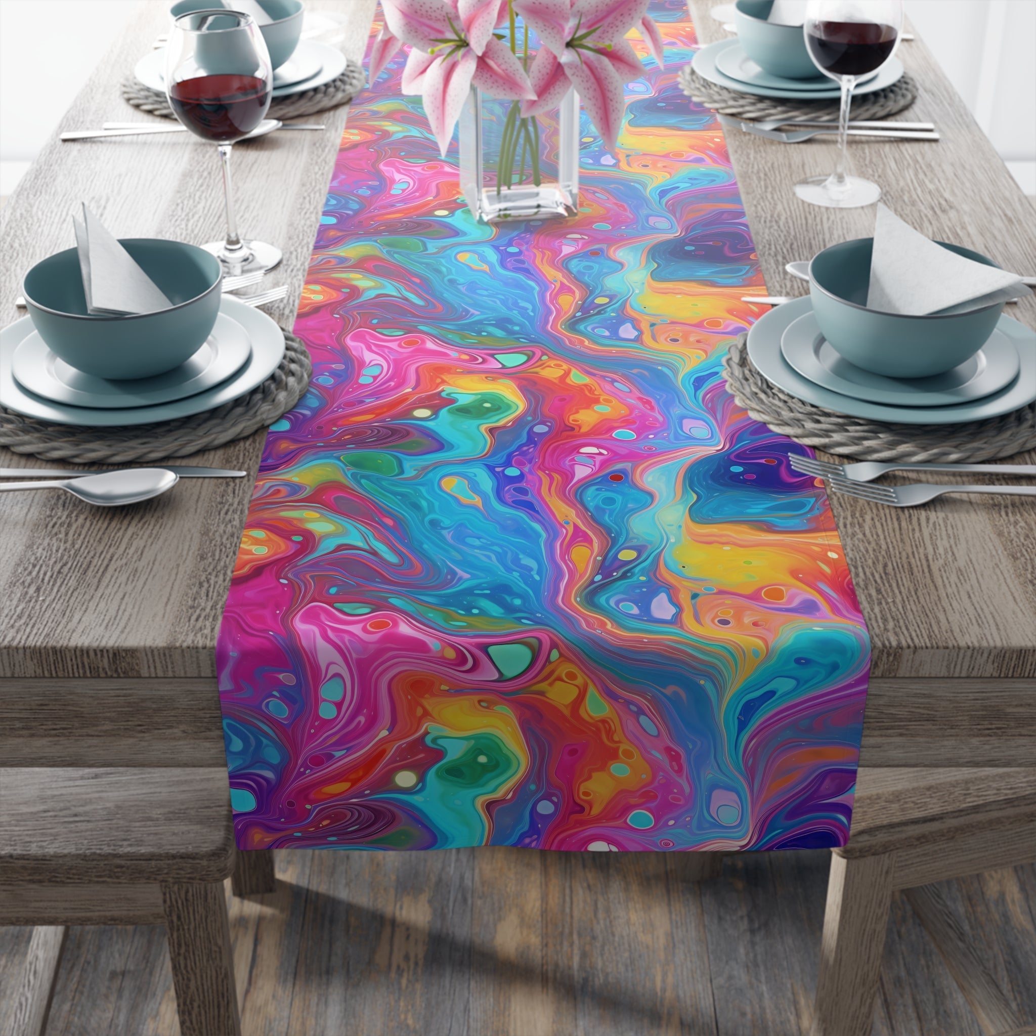Bespattered Facade Rainbow Flow Table Runner (2 sizes)