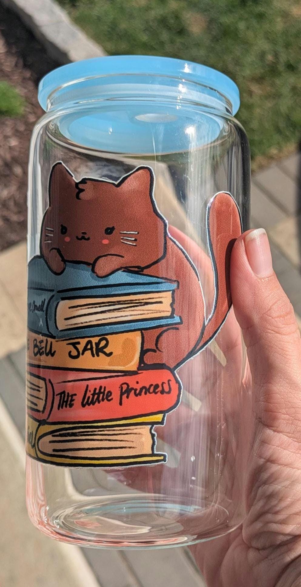Tumbler: 16oz Travel Mug, Glass Mug, Book lover gift