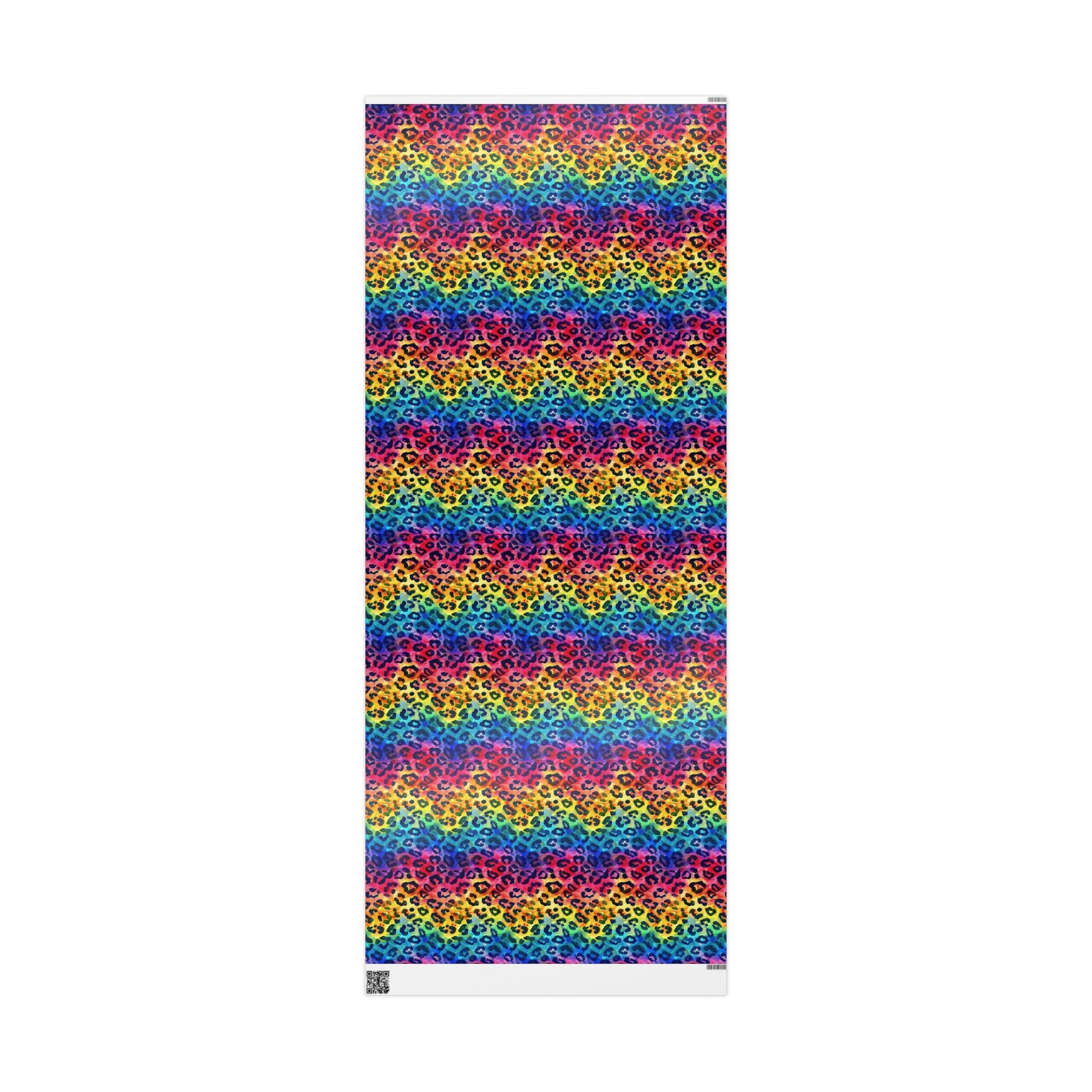 Bespattered Facade Rainbow Watercolor Leopard Wrapping Paper | Three Sizes | Glossy or Matte