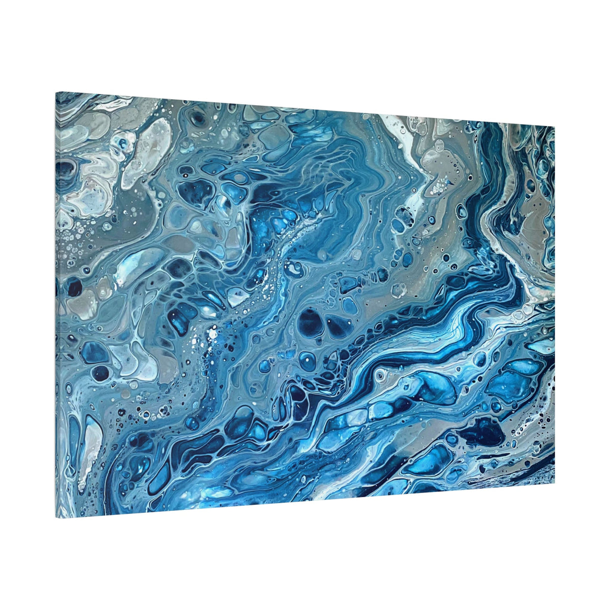 Bespattered Facade Blue Marble Stretched Matte Canvas Art Prints | Multiple Sizes