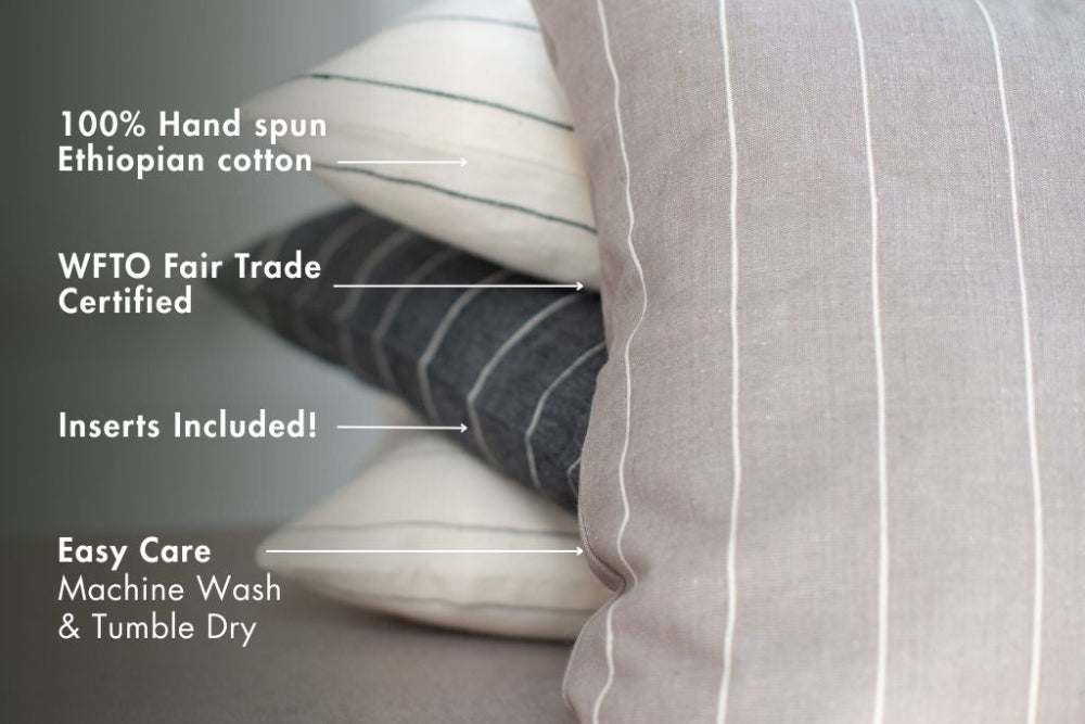 Adama Handwoven Ethiopian Cotton Throw Pillow