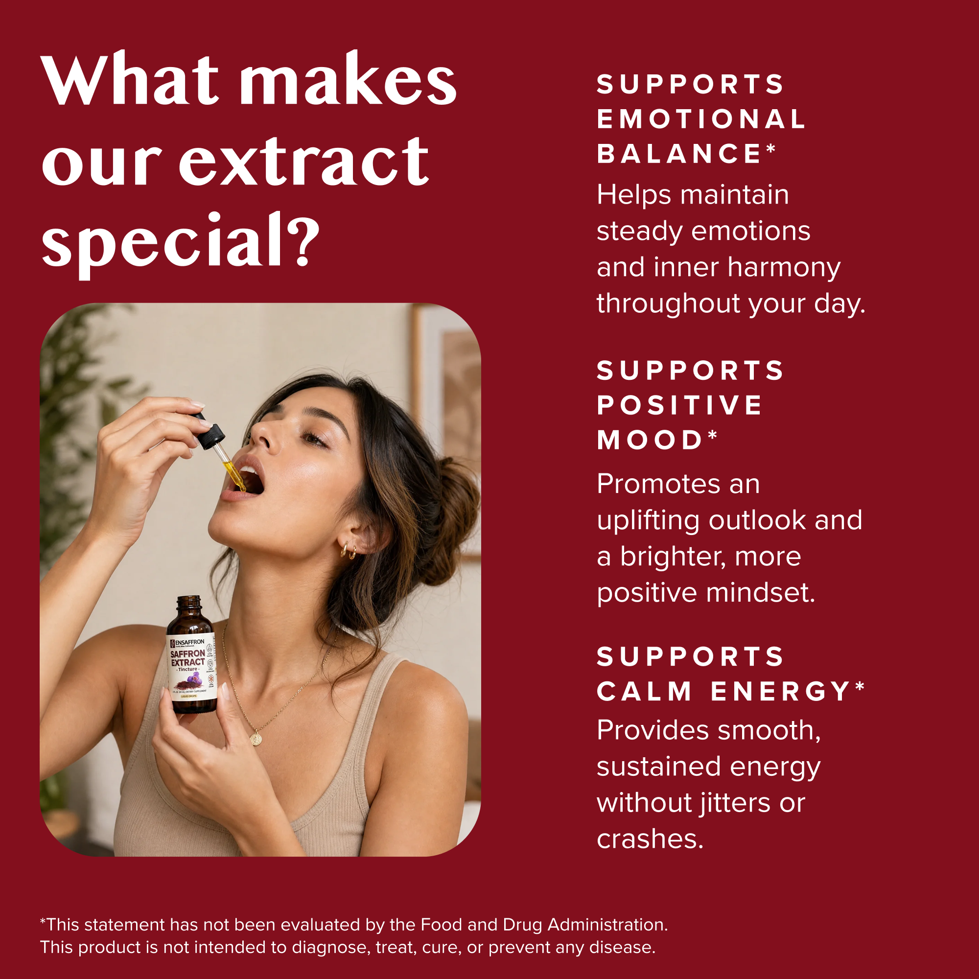 Premium Saffron Extract (Made With Pure Saffron Threads) Liquid Drops Tincture/Alcohol-Free