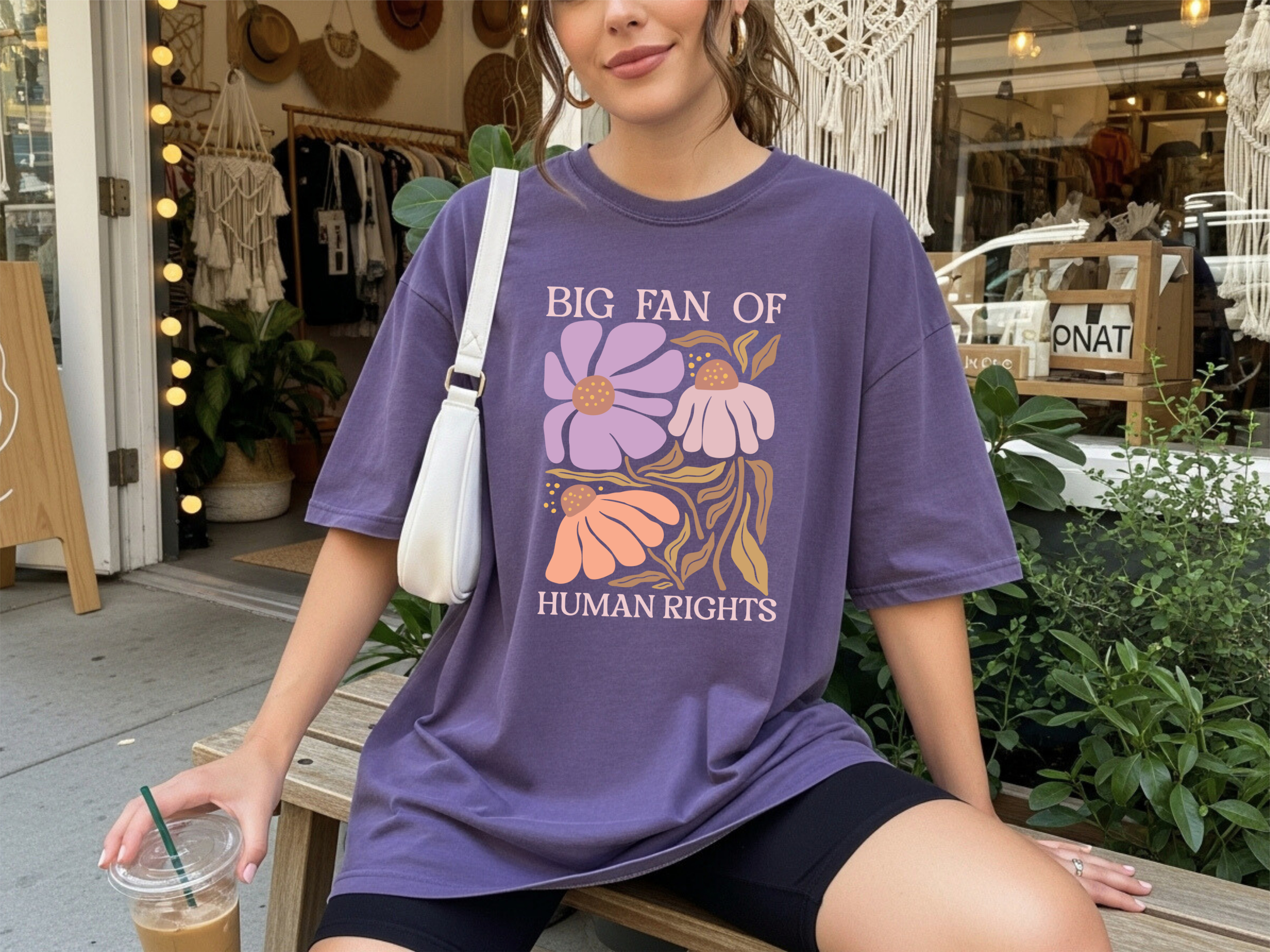 Big Fan of Human Rights T-Shirt | Floral Progressive Graphic Tee