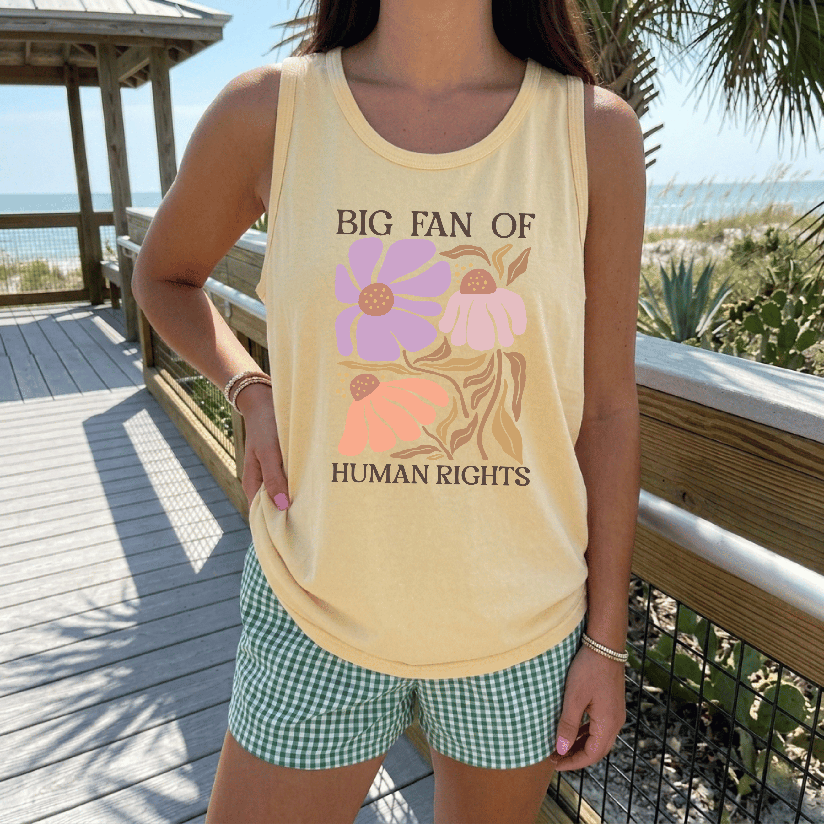 Big Fan of Human Rights Tank Top | Floral Progressive Tank