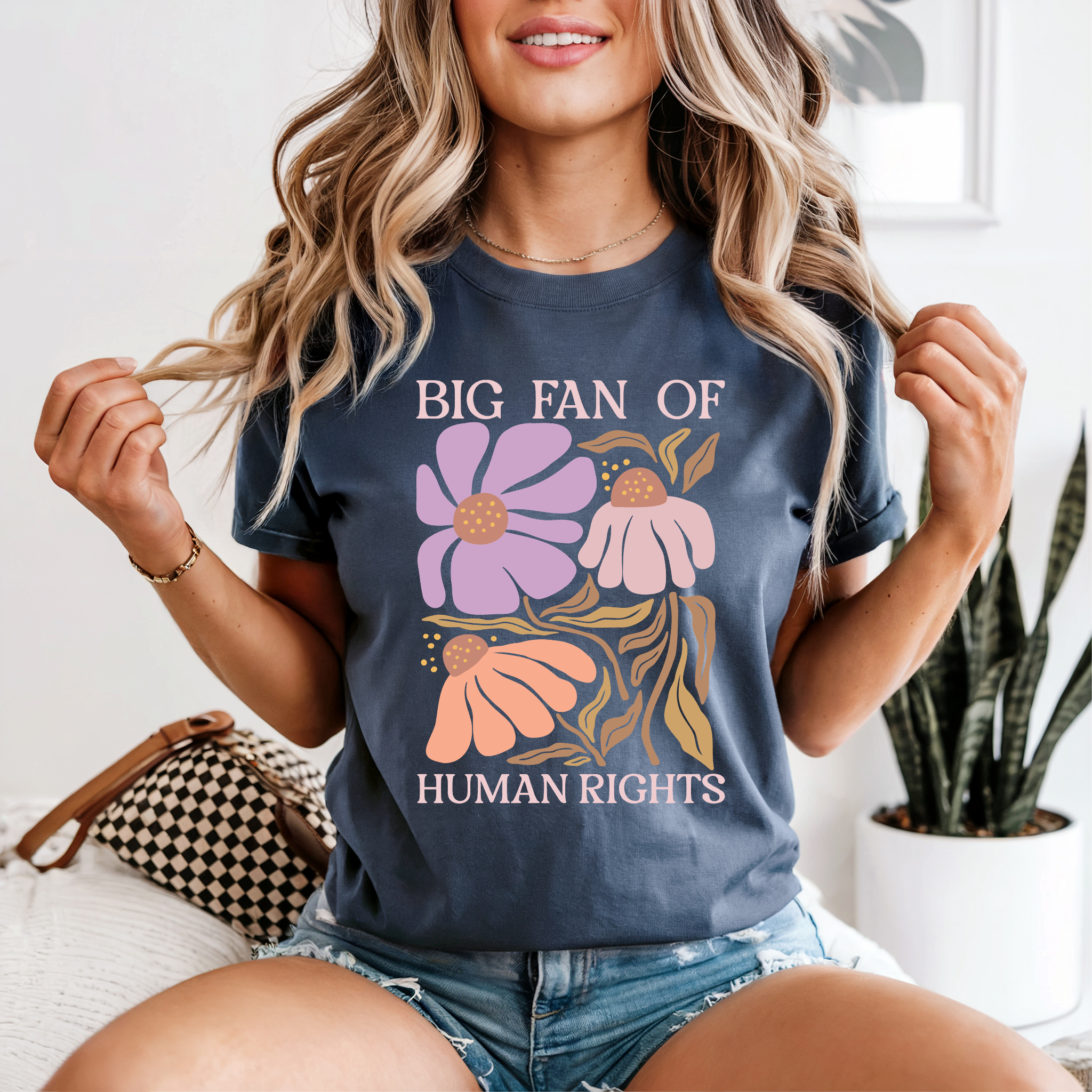Big Fan of Human Rights T-Shirt | Floral Progressive Graphic Tee