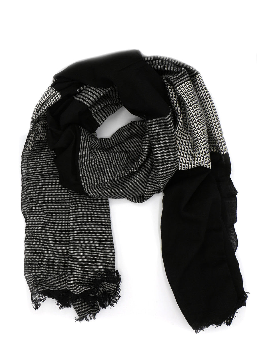 Black Patterned Block Scarf