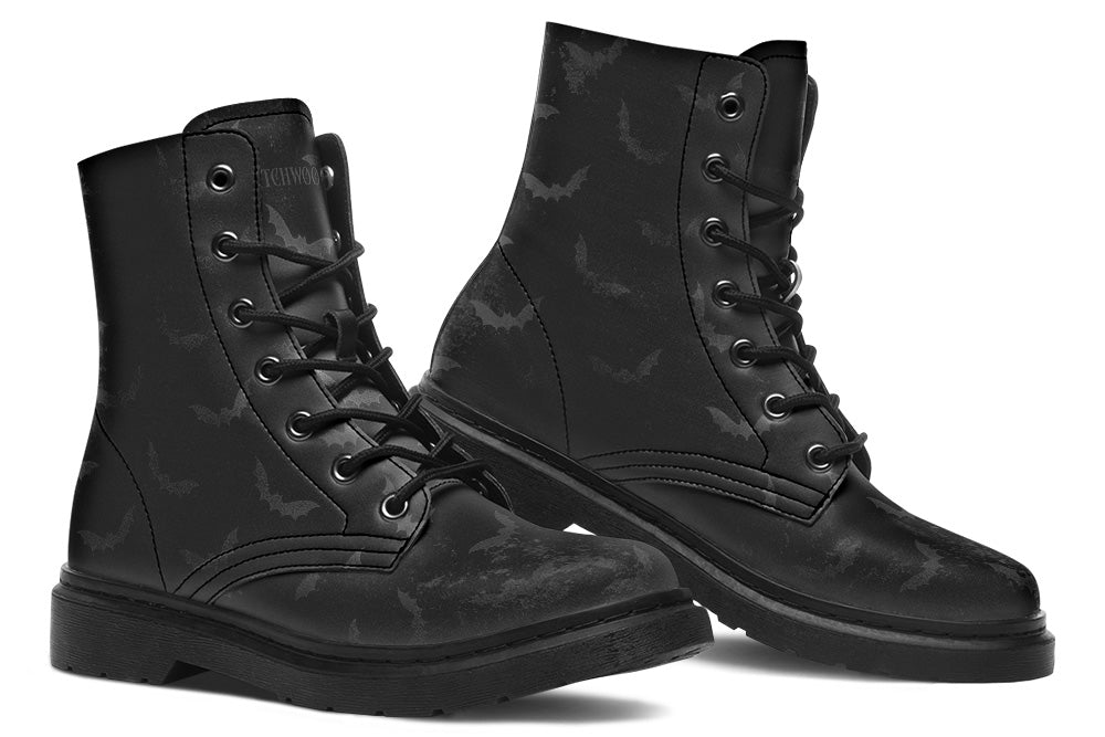 Vegan Ankle Boots - Distressed Bats
