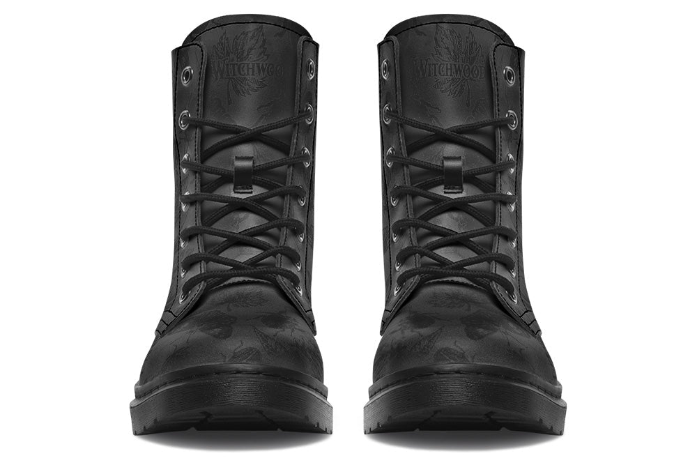 Vegan Ankle Boots - Insects - Black on Black