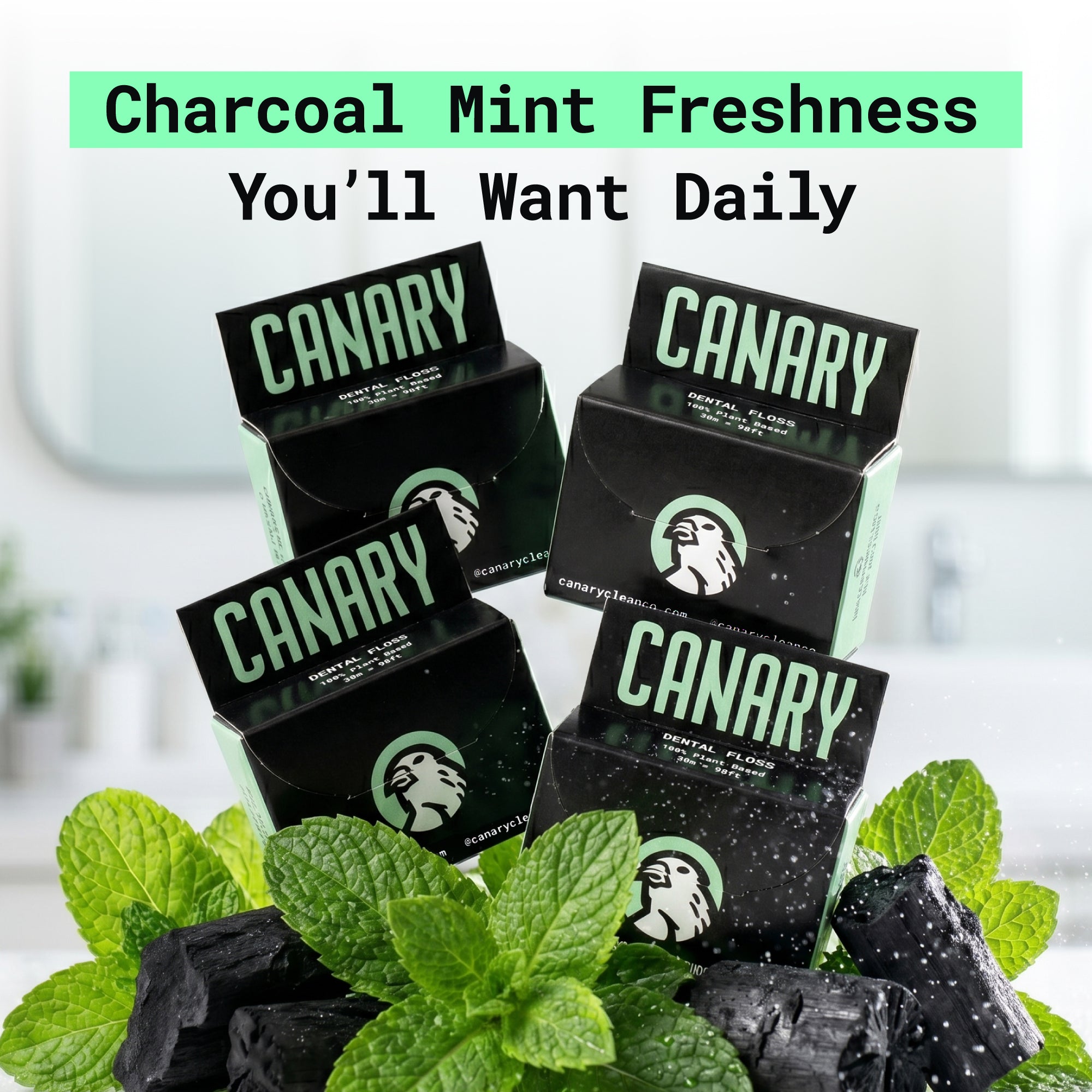 Dental Floss - Charcoal Mint - Plastic-Free and Vegan