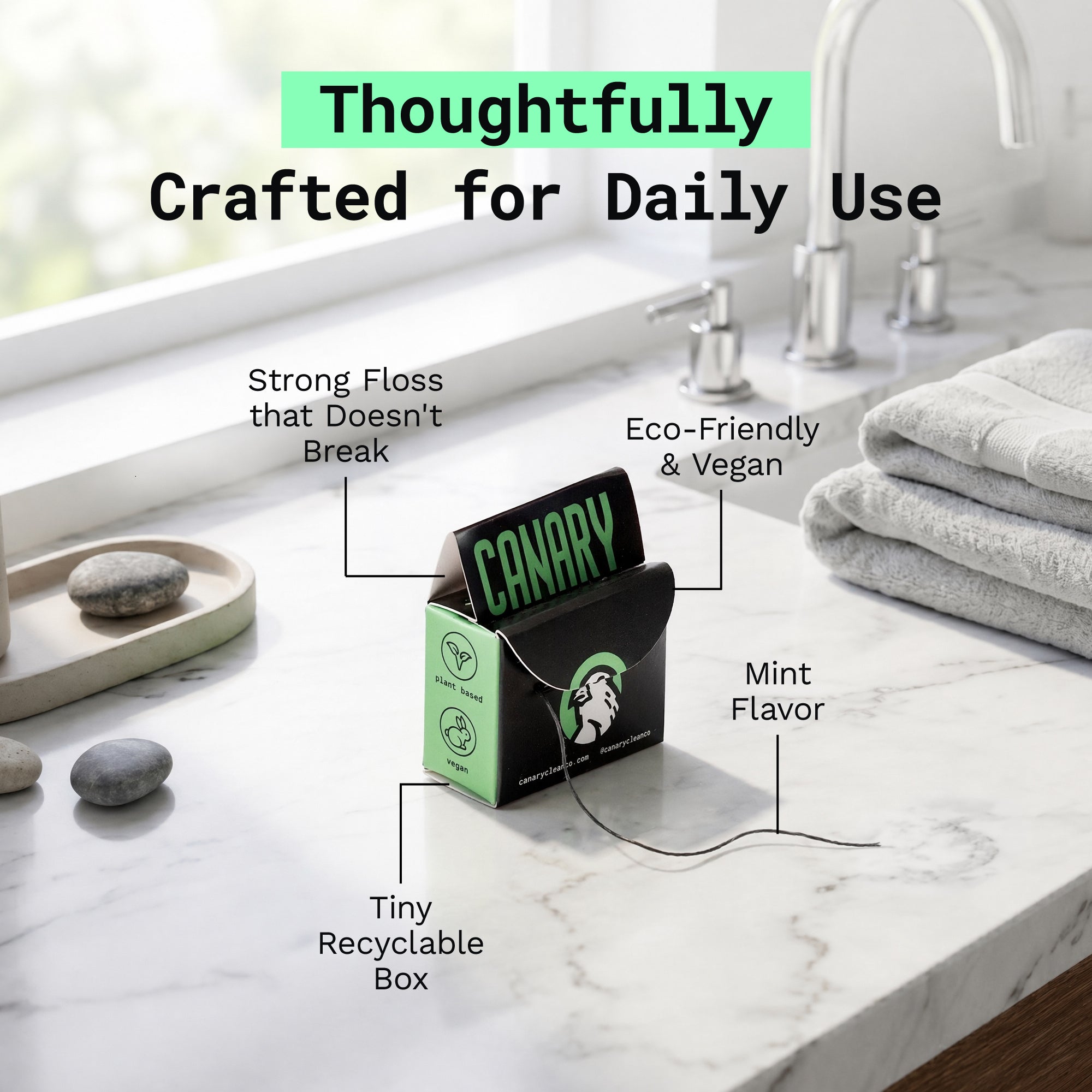 Dental Floss - Charcoal Mint - Plastic-Free and Vegan