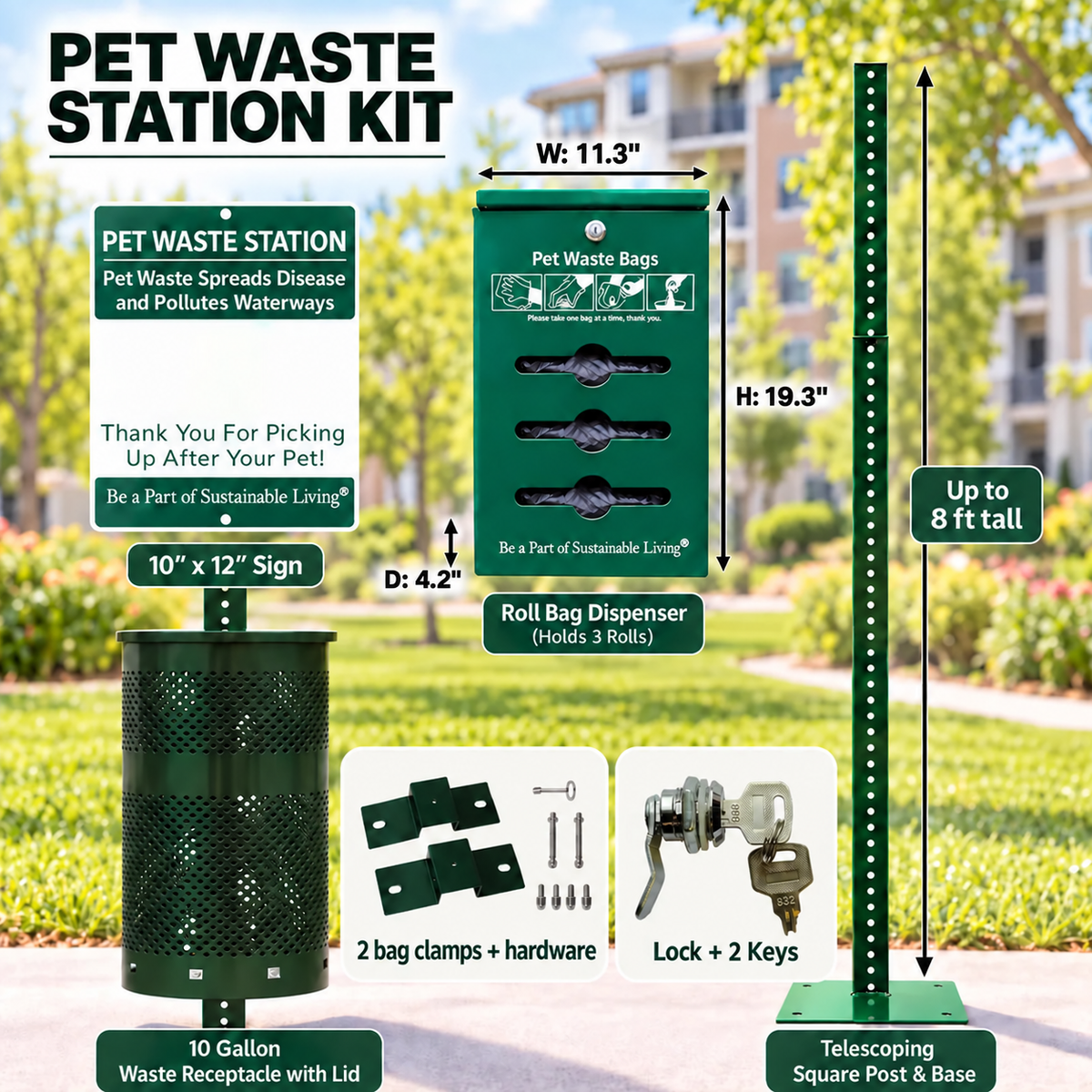 Bulk Roll Poop Bags Dog Station Kit